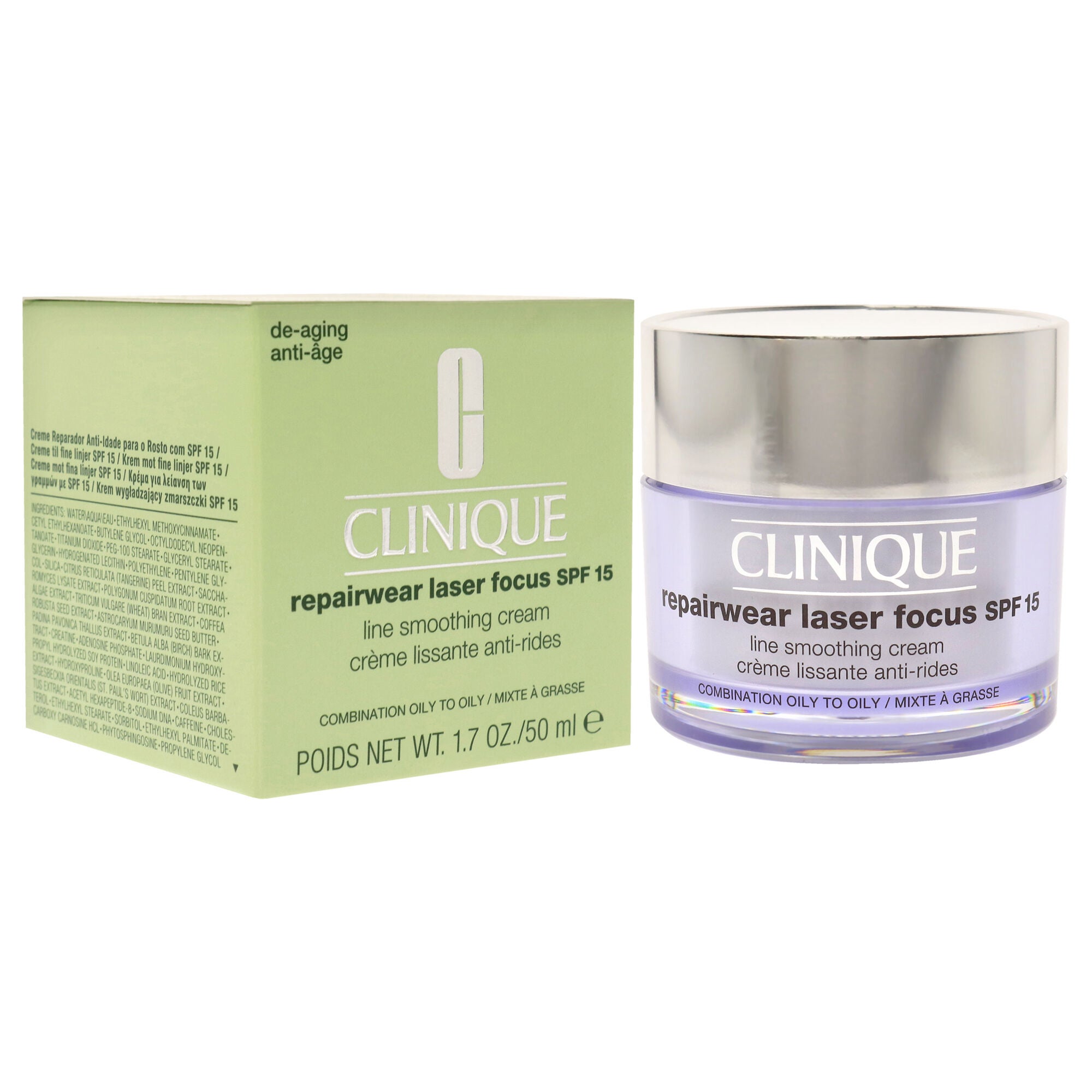 Repairwear Laser Focus Line Smoothing Cream SPF 15 - Combination Oily to Oily by Clinique for Women - 1.7 oz Cream, See Description, alternate image number 1