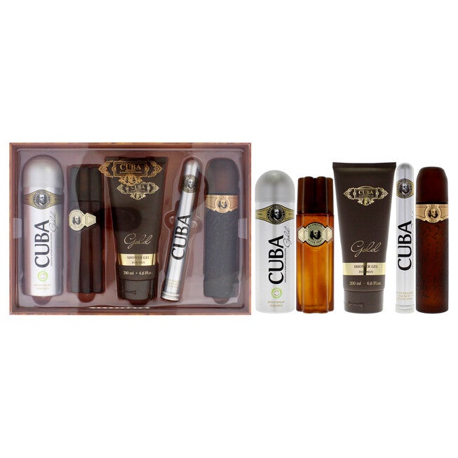 Cuba Gold Must Have by Cuba for Men - 5 Pc Gift Set 3.3oz EDT Spray, 1.17oz EDT Spray, 3.3oz After Shave, 6.7oz Body Spray, 6.7oz Shower Gel, NA, hi-res image number null