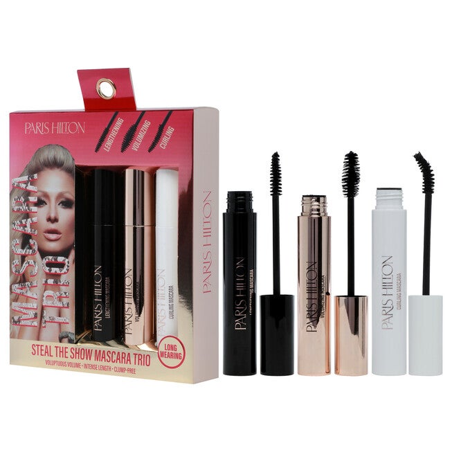 Steal The Show Mascara Trio by Paris Hilton Cosmetics for Women - 3 Pc 0.27oz Lengthening Mascara, 0.27oz Volumizing Mascara, 0.27oz Curling Mascara, , alternate image number null