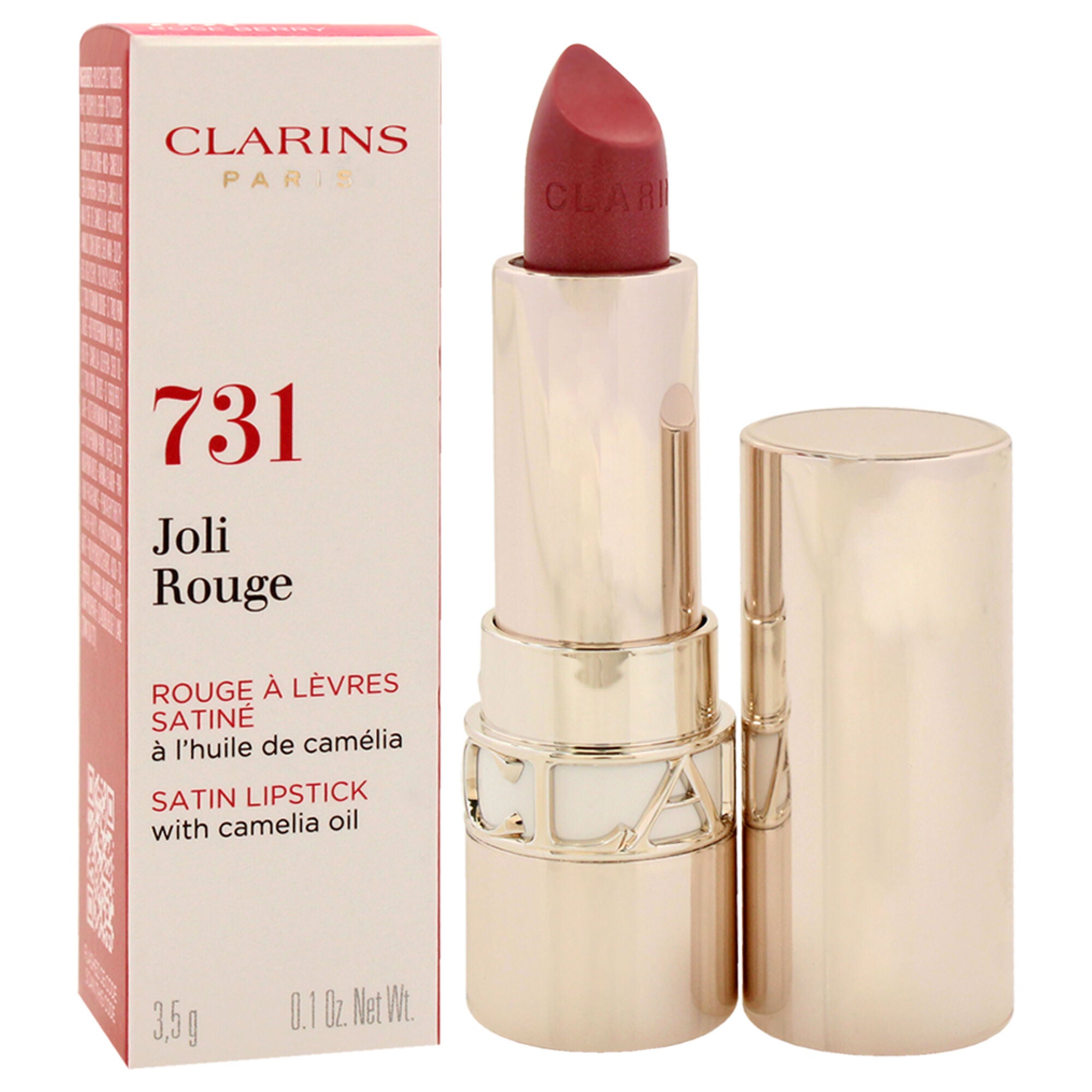 Joli Rouge Satin Lipstick - 731 Rose Berry by Clarins for Women - 0.1 oz Lipstick, See Description, alternate image number 2