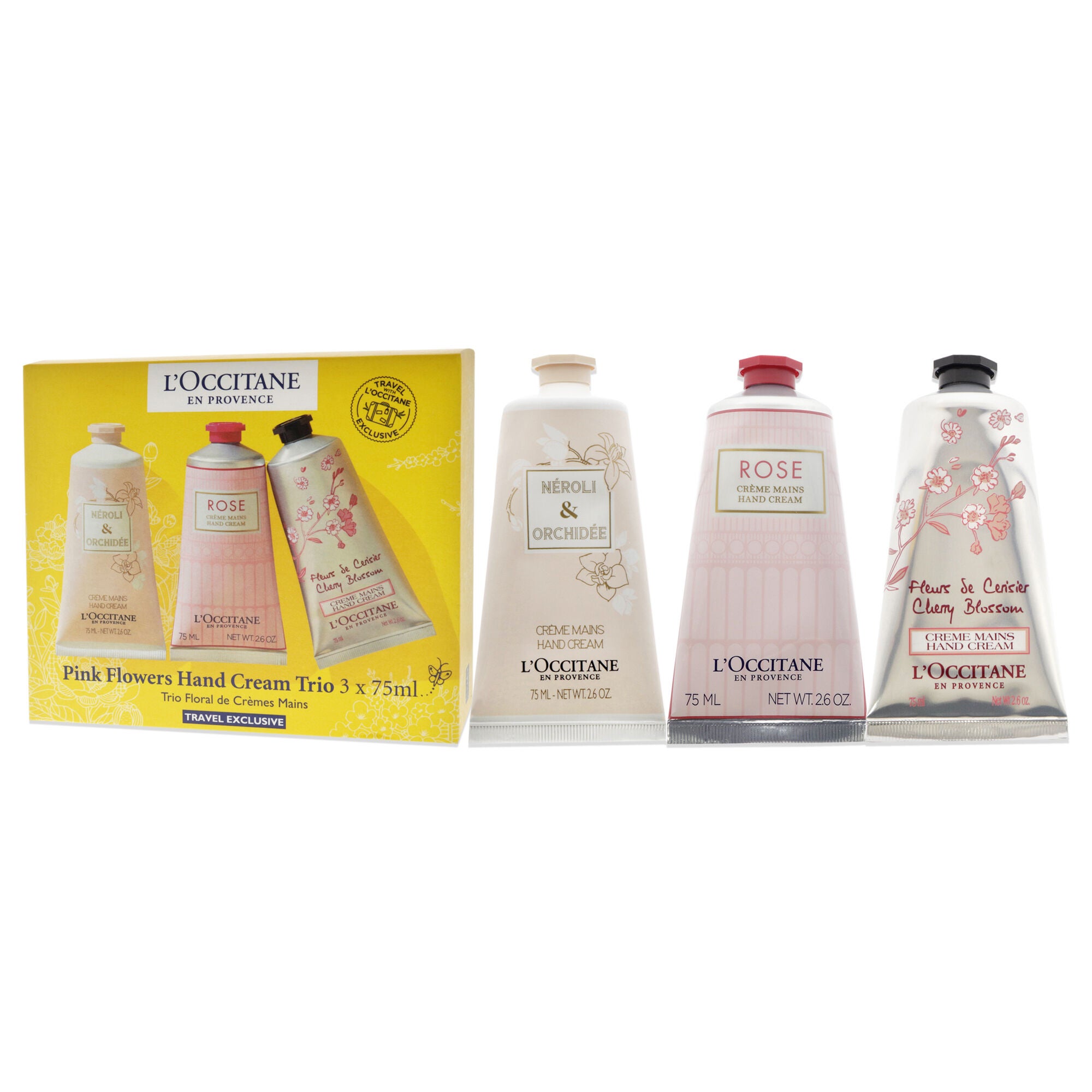 Pink Flowers Hand Cream Trio by LOccitane for Unisex - 3 x 2.6 oz Neroli and Orchidee Hand Cream, Rose Hand Cream, Cherry Blossom Hand Cream, See Description, alternate image number 3
