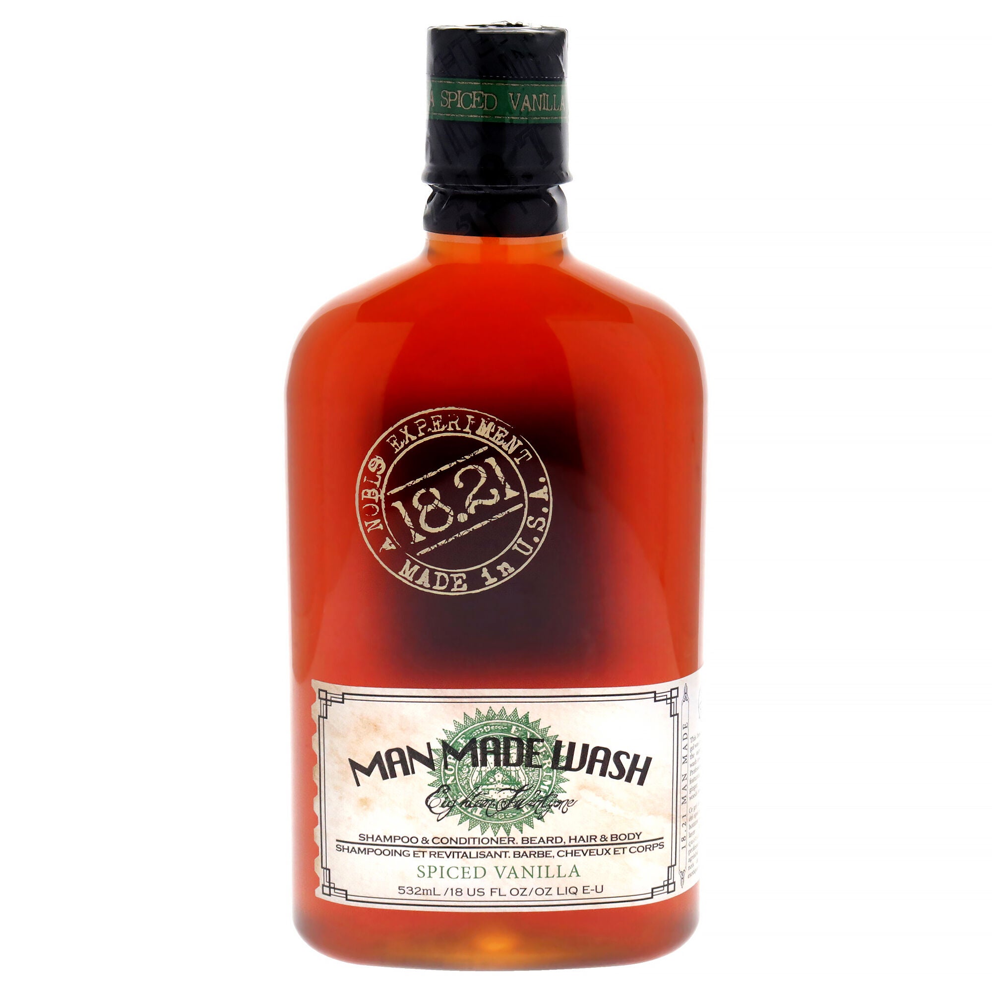 Man Made Wash - Spiced Vanilla by 18.21 Man Made for Men - 18 oz 3-In-1 Shampoo, Conditioner and Body Wash, See Description, hi-res image number 0