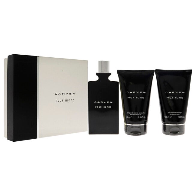 Pour Homme by Carven for Men - 3 Pc Gift Set 3.33oz EDT Spray, 3.33oz After-Shave Balm, 3.33oz Bath and Shower Gel, , alternate image number null