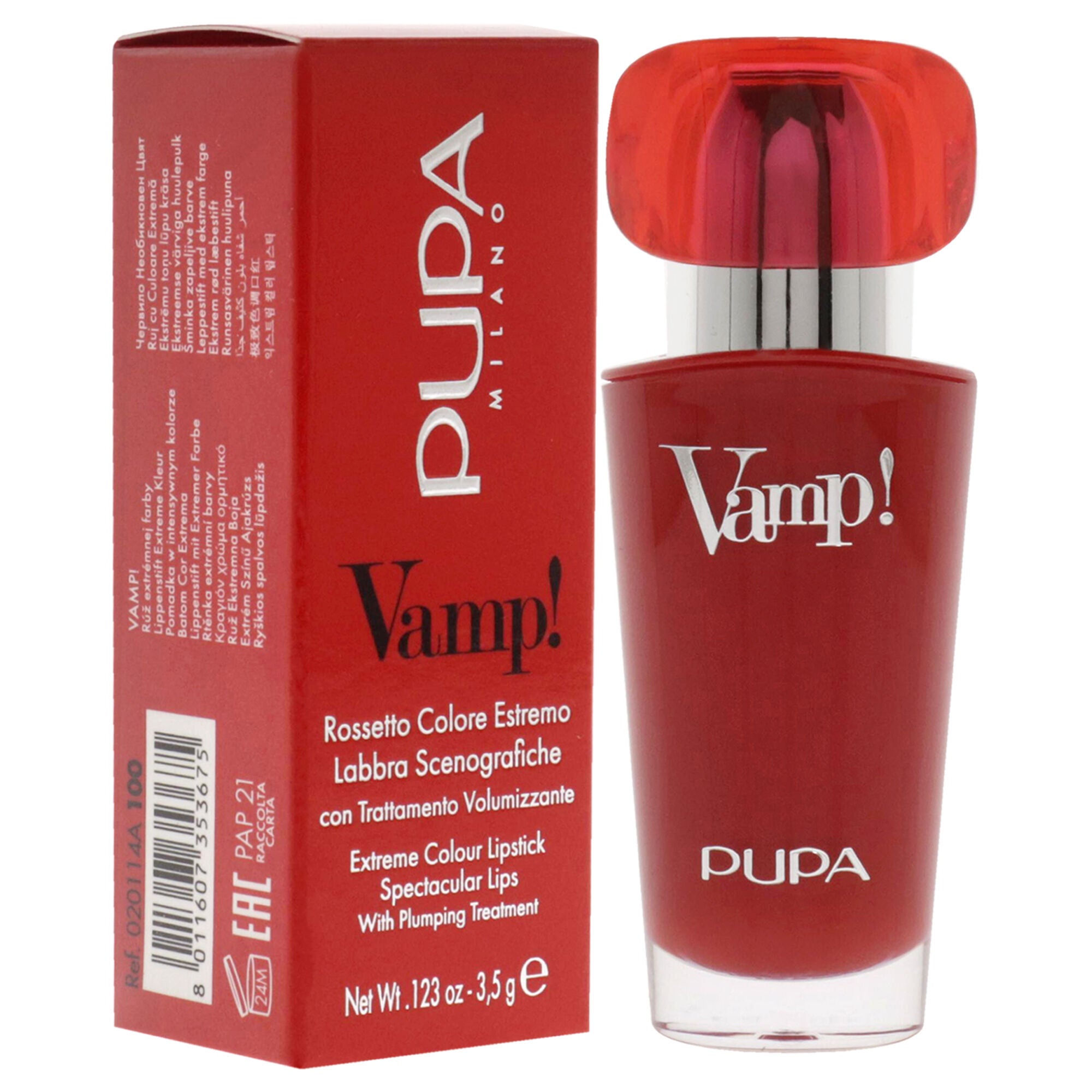 Vamp! Extreme Colour Lipstick with Plumping Treatment - 100 Naked Skin by Pupa Milano for Women - 0.123 oz Lipstick, See Description, alternate image number 1