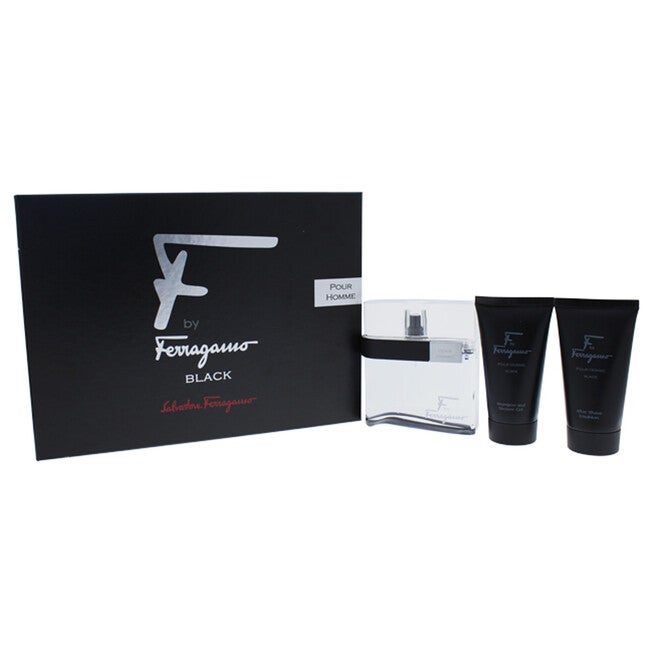 F Black by Salvatore Ferragamo for Men - 3 Pc Gift Set 3.4oz EDT Spray, 2.5oz Shampoo and Shower Gel, 2.5oz After Shave Balm, , alternate image number null