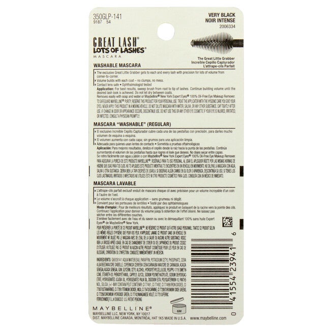 Great Lash Lots Of Lashes Mascara - # 141 Very Black by Maybelline for Women - 0.43 oz Mascara, NA, alternate image number null
