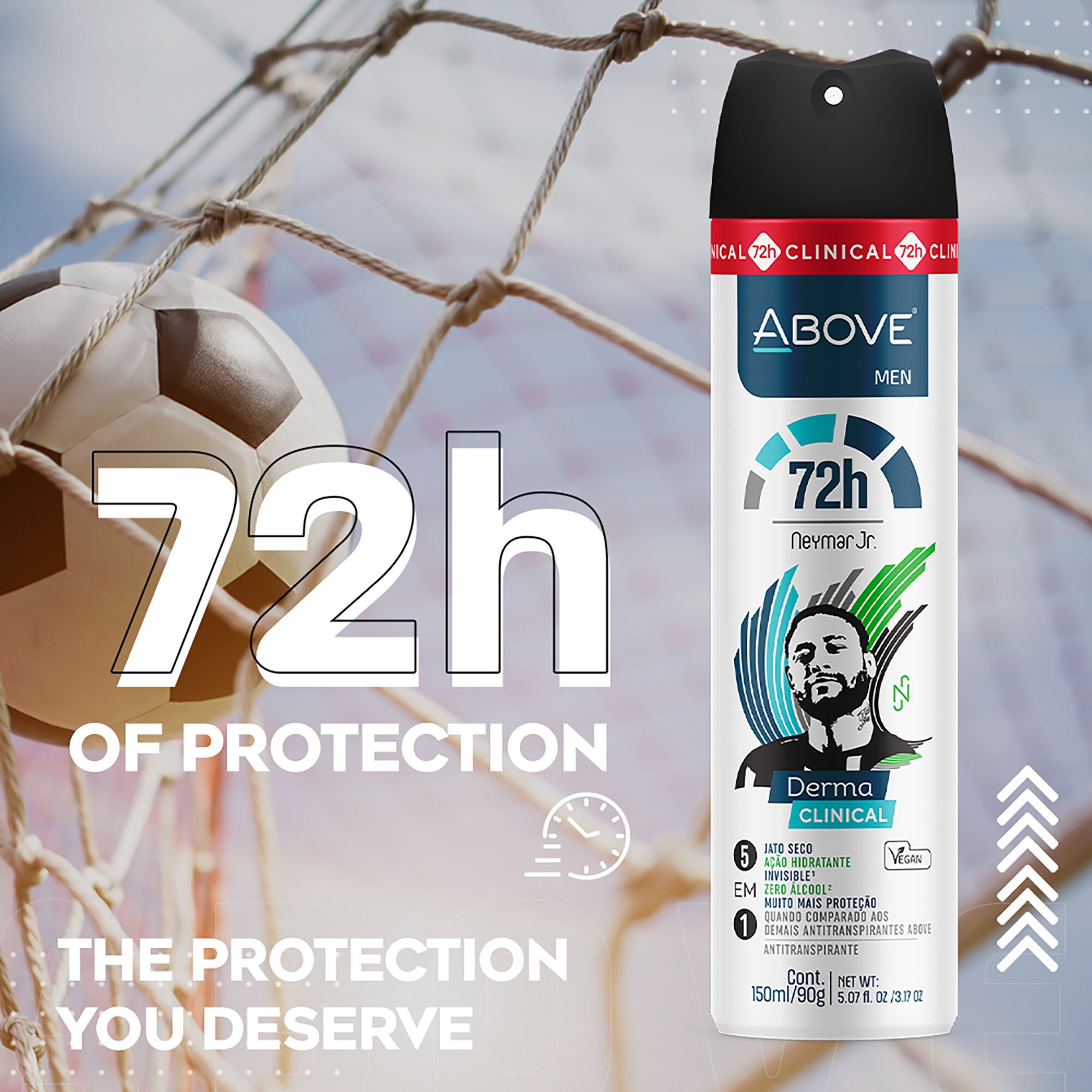 72 Hours Derma Clinical Antiperspirant Deodorant - Neymar Jr by Above for Men - 3.17 oz Deodorant Spray - Pack of 4, See Description, alternate image number 2