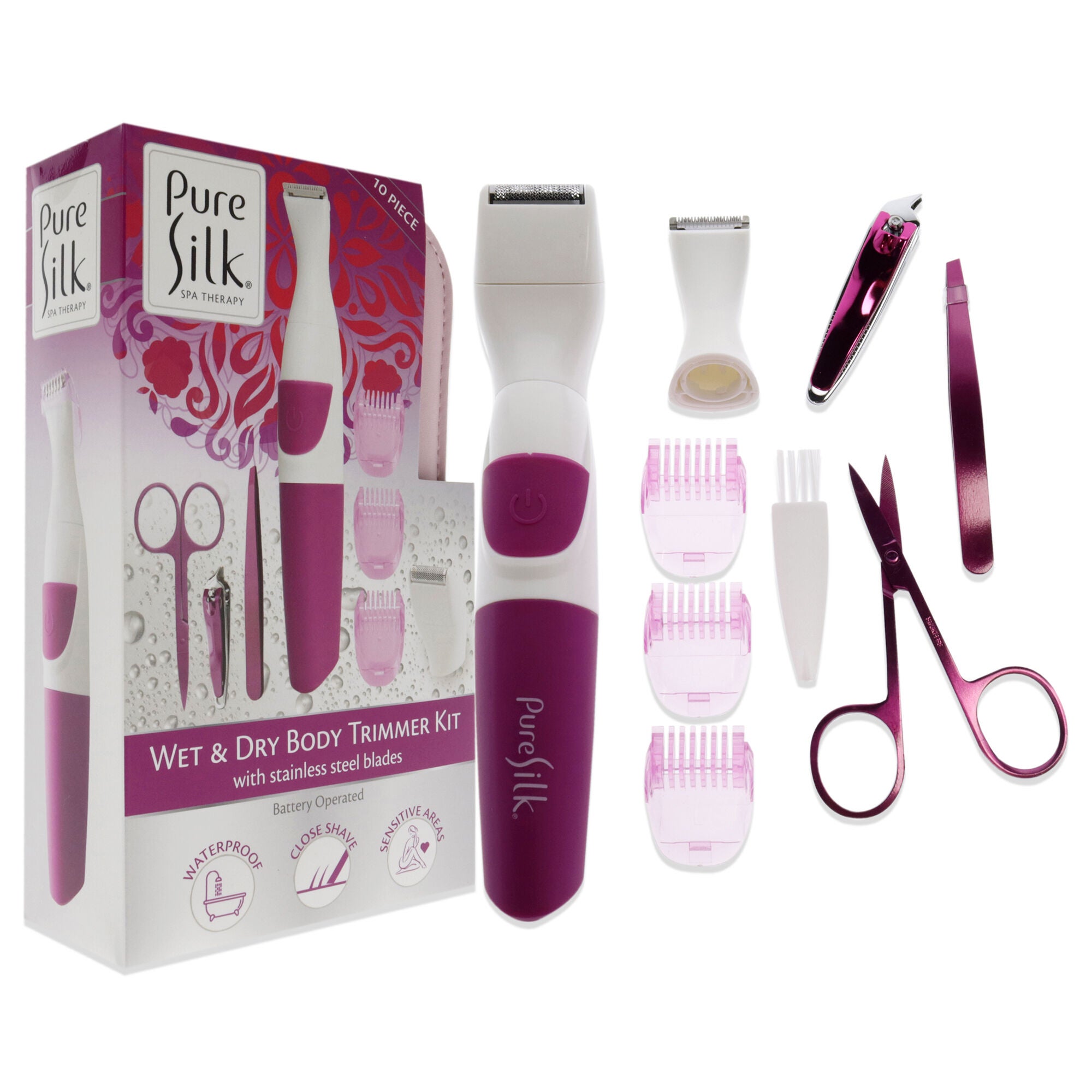 Wet and Dry Body Trimmer Kit by Barbasol for Women - 10 Pc Trimmer, 3 Foil Heads, Nail Clipper, Scissors, 3 Guide Comb, Tweezers, See Description, alternate image number 2