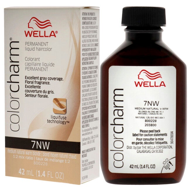 Color Charm Permanent Liquid Hair Color - 7NW Medium Natural Warm Blonde by Wella for Unisex - 1.42 oz Hair Color, NA, alternate image number null
