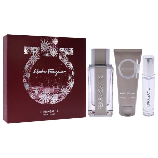 Bright Leather by Salvatore Ferragamo for Men - 3 Pc Gift Set 3.4oz EDT Spray, 0.34oz EDT Spray, 3.4oz Shower Gel, , alternate image number null