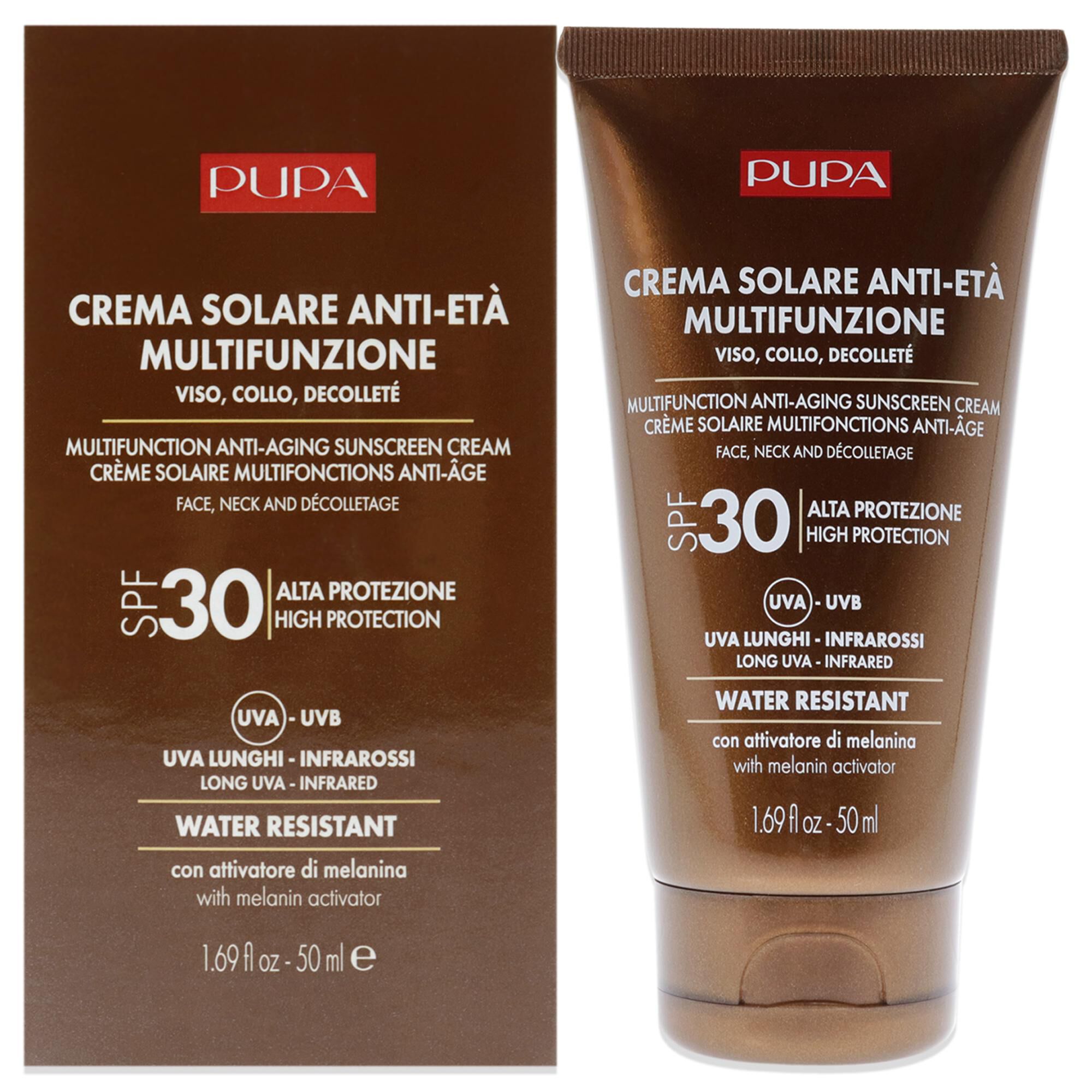 Multifunction Anti-Aging Water Resistant Sunscreen for Face SPF 30 by Pupa Milano for Unisex - 1.69 oz Cream, See Description, hi-res image number 0