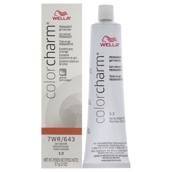 Color Charm Permanent Hair Color Gel - 7WR 643 Tan Blonde by Wella for Unisex - 2 oz Hair Color, NA, hi-res image number null