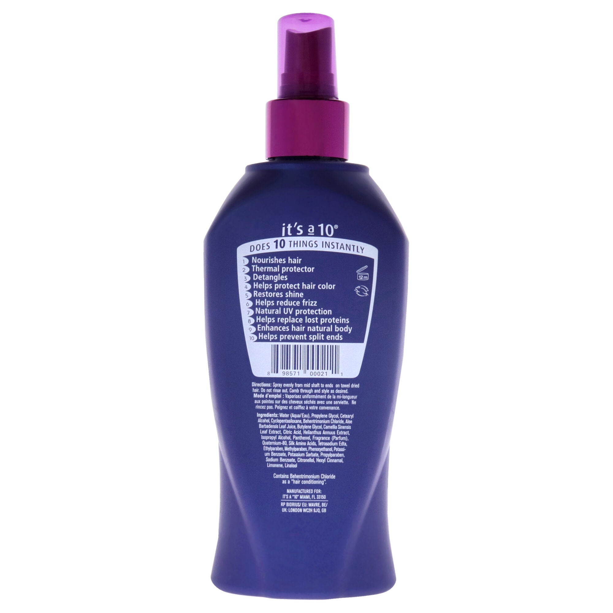 Miracle Leave In Product by Its A 10 for Unisex - 10 oz Spray, See Description, alternate image number 2