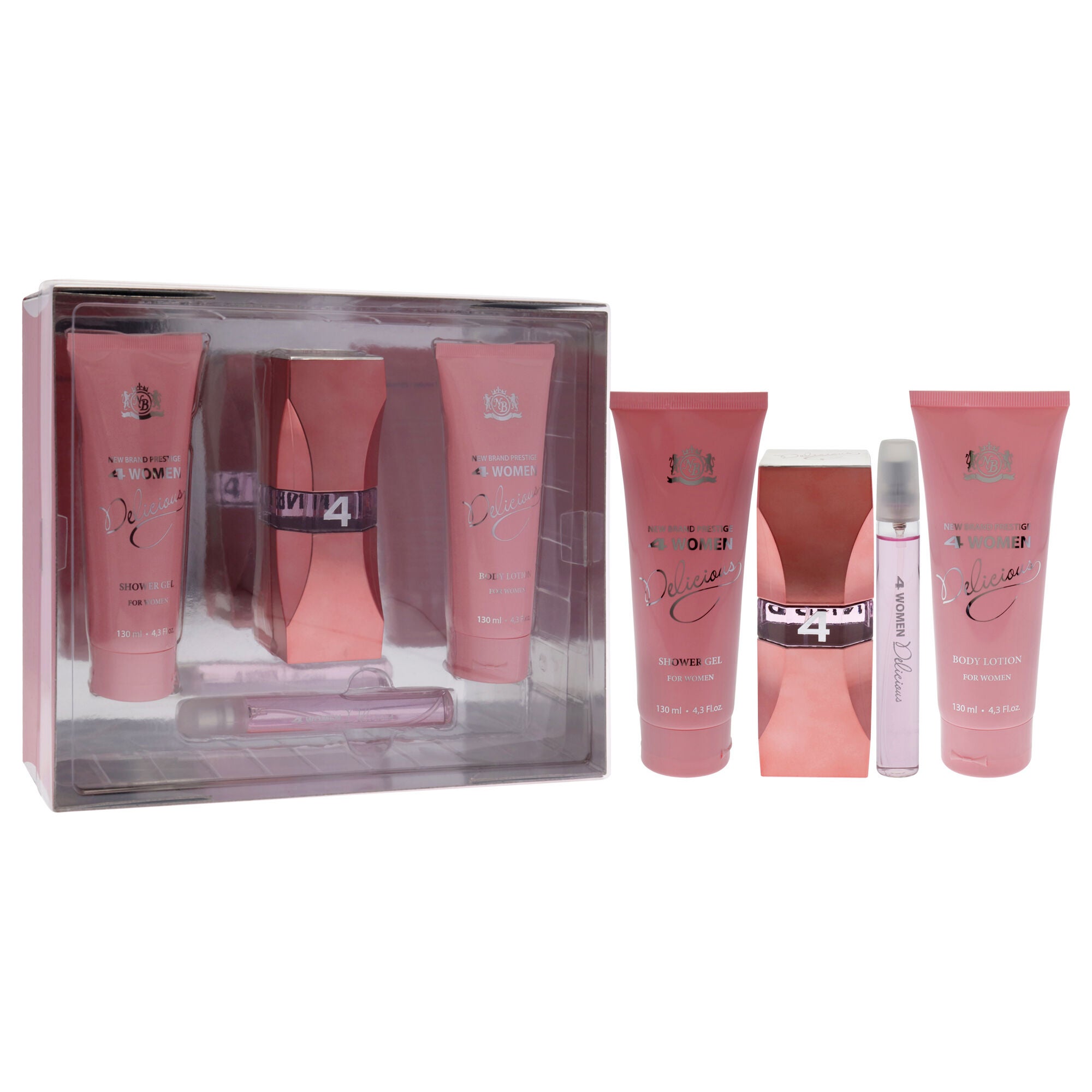 Prestige 4 Woman Delicious by New Brand for Women - 4 Pc Gift Set 3.3oz EDP Spray, 0.5oz EDP Spray, 4.3oz Shower Gel, 4.3oz Body Lotion, See Description, alternate image number 1
