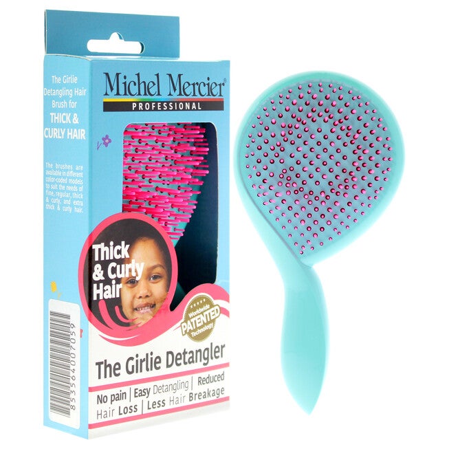 The Girlie Detangle Brush Thick and Curly Hair - Turquoise-Pink by Michel Mercier for Women- 1 Pc Hair Brush, , alternate image number null