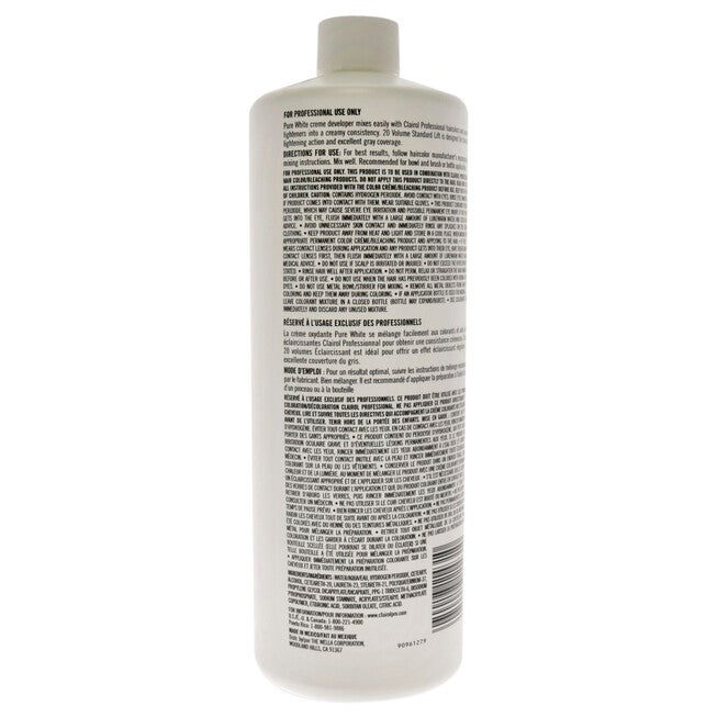 Pure White 20 Volume Creme Developer by Clairol for Unisex - 32 oz Lightener, NA, alternate image number null
