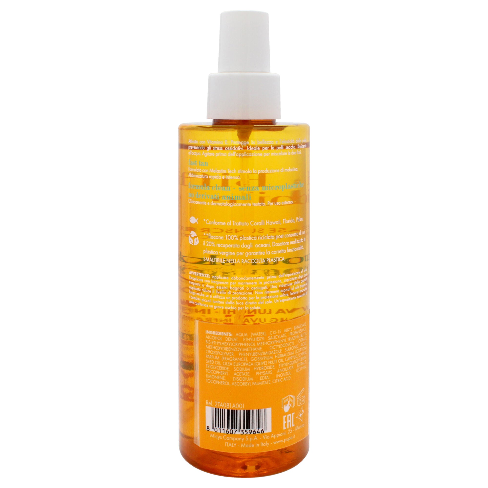 Multifunction Invisible Water Resistant Sunscreen Spray SPF 30 by Pupa Milano for Unisex - 6.7 oz Sunscreen, See Description, alternate image number 1
