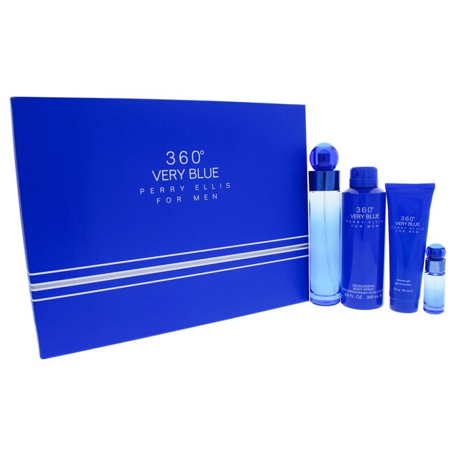 360 Very Blue by Perry Ellis for Men - 4 Pc Gift Set 3.4oz EDT Spray, 7.5ml EDT Spray, 6.8oz Body Spray, 3oz Shower Gel, NA, alternate image number null