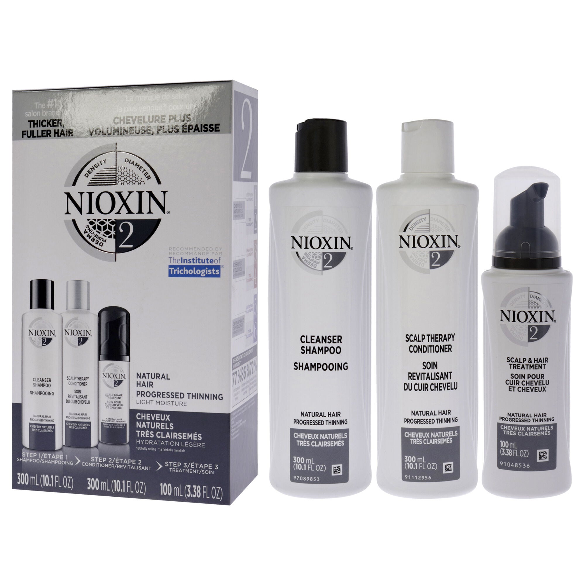 System 2 Kit by Nioxin for Unisex - 3 Pc 10.1oz Cleanser Shampoo, 10.1 oz Scalp Therapy Conditioner, 1Liter Scalp and Hair Treatment, See Description, alternate image number 3