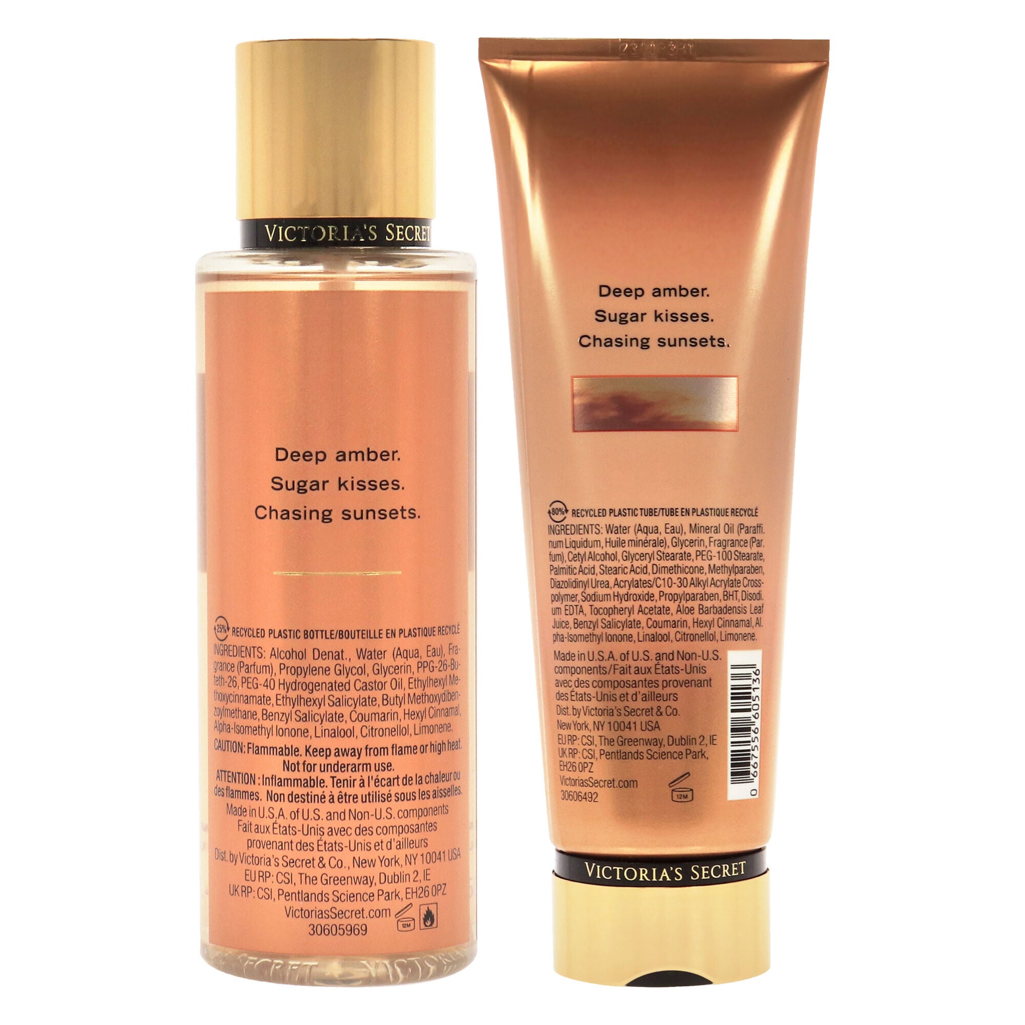 Amber Romance by Victorias Secret for Women - 2 Pc Kit 8.4 oz Fragrance Mist, 8 oz Body Lotion, Clear, alternate image number 1