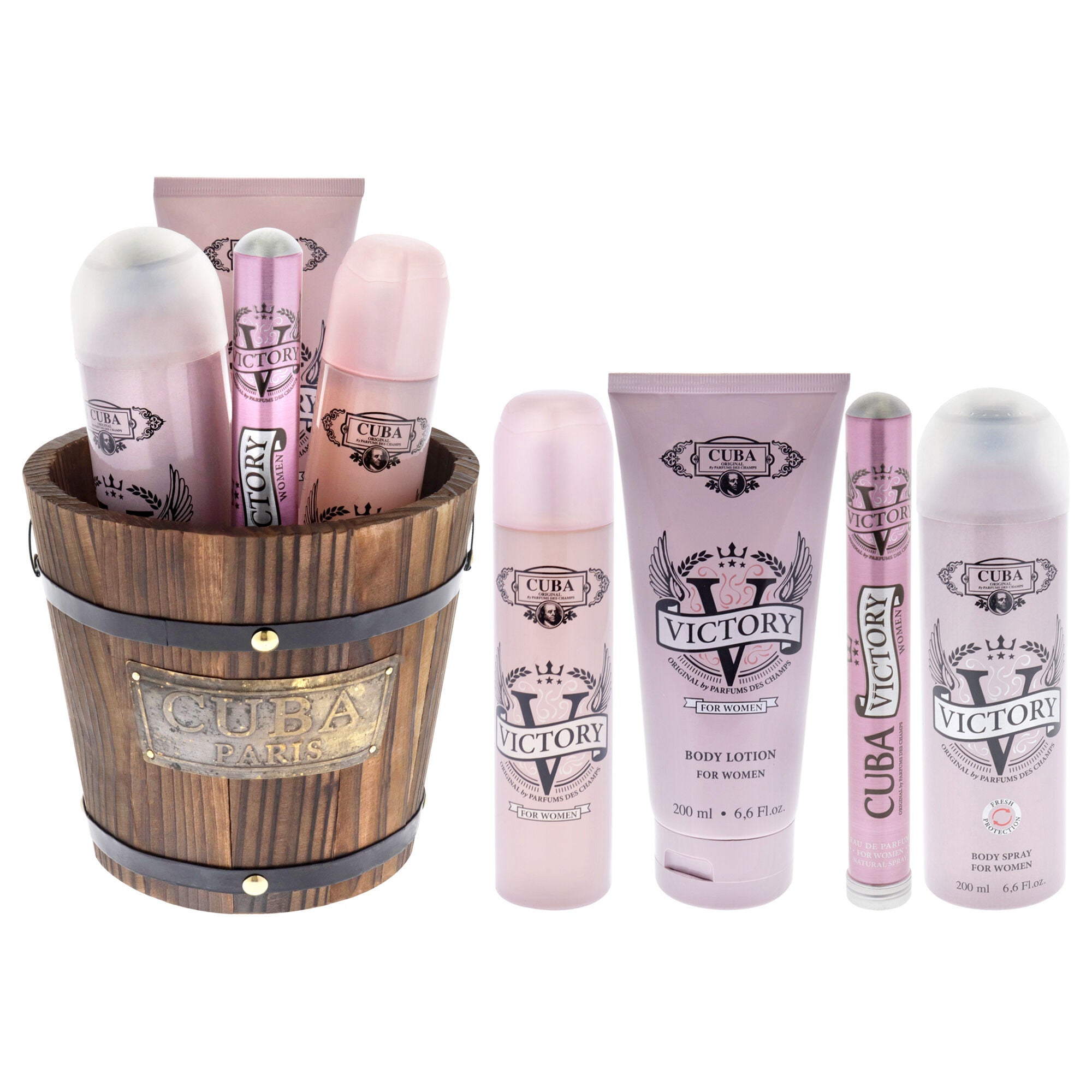 Cuba Victory by Cuba for Women - 4 Pc Gift Set 3.3oz EDP Spray, 1.17oz EDP Spray, 6.6oz Body Spray, 6.6oz Body Lotion, See Description, hi-res image number 0