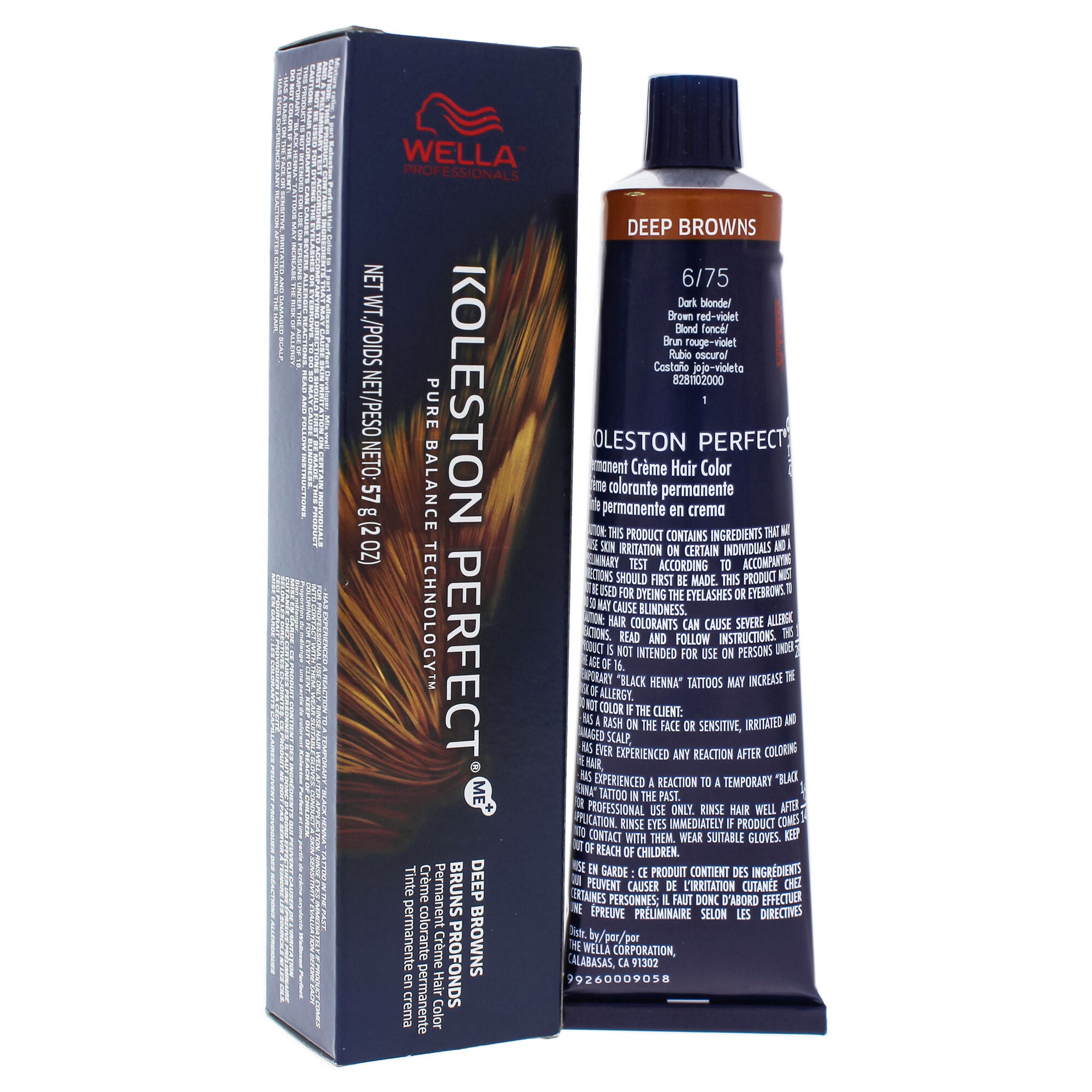 Koleston Perfect Permanent Creme Hair Color - 6 75 Dark Blonde-Brown Red-Violet by Wella for Unisex - 2 oz Hair Color, See Description, alternate image number 1