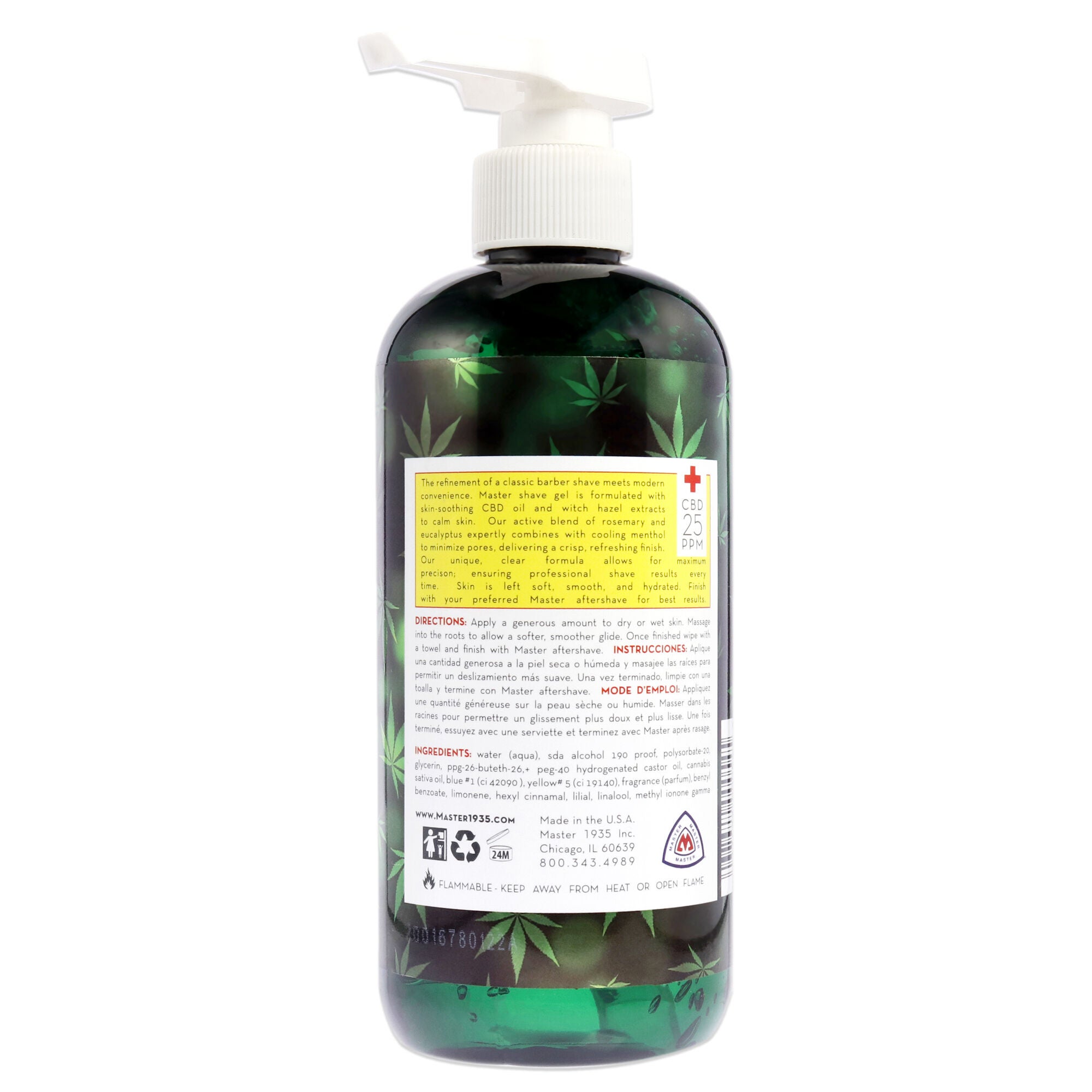 Cannabis Sativa Oil Shave Gel by Master Well Comb for Men - 16 oz Gel, See Description, alternate image number 2