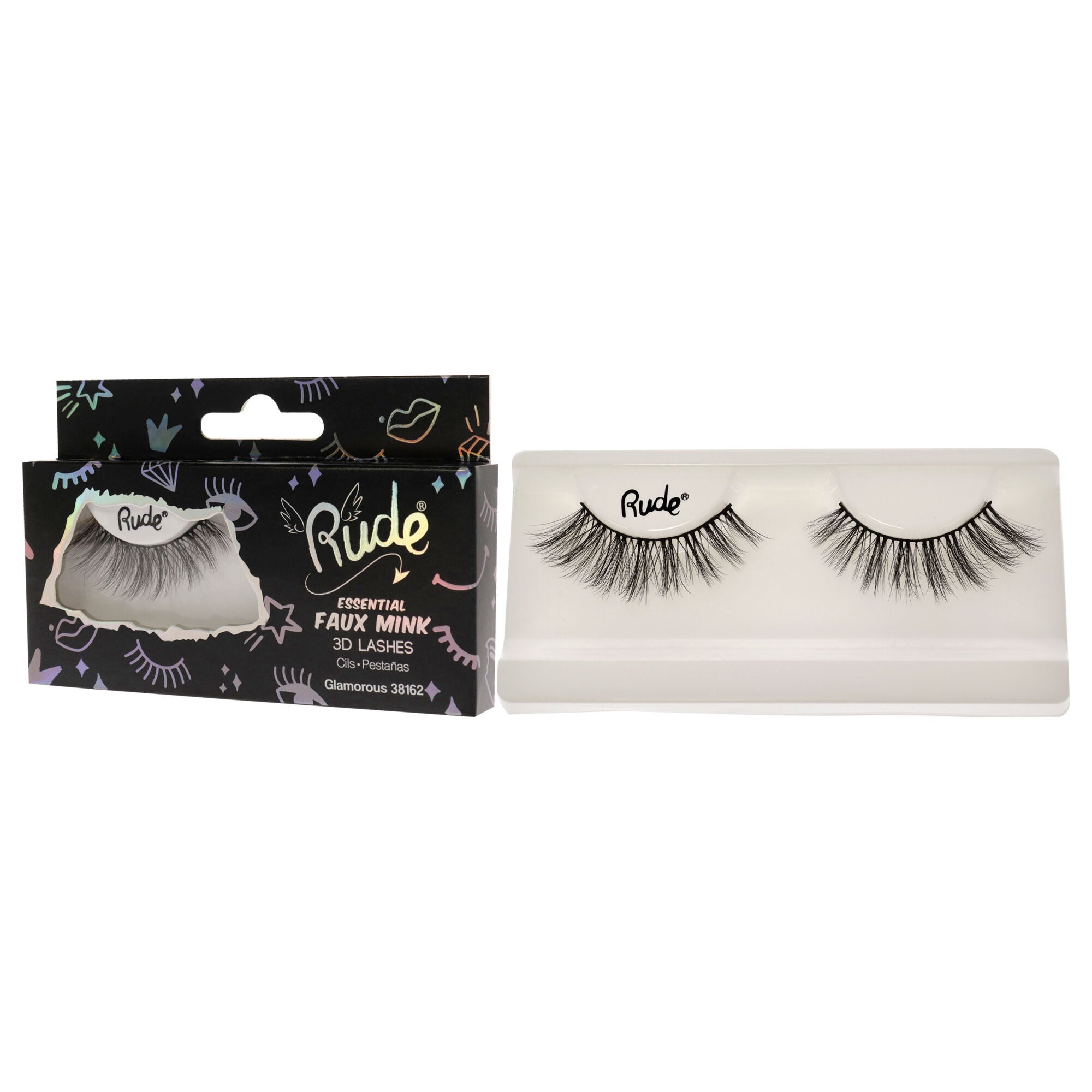 Essential Faux Mink 3D Lashes - Glamorous by Rude Cosmetics for Women - 1 Pc Pair, See Description, alternate image number 3