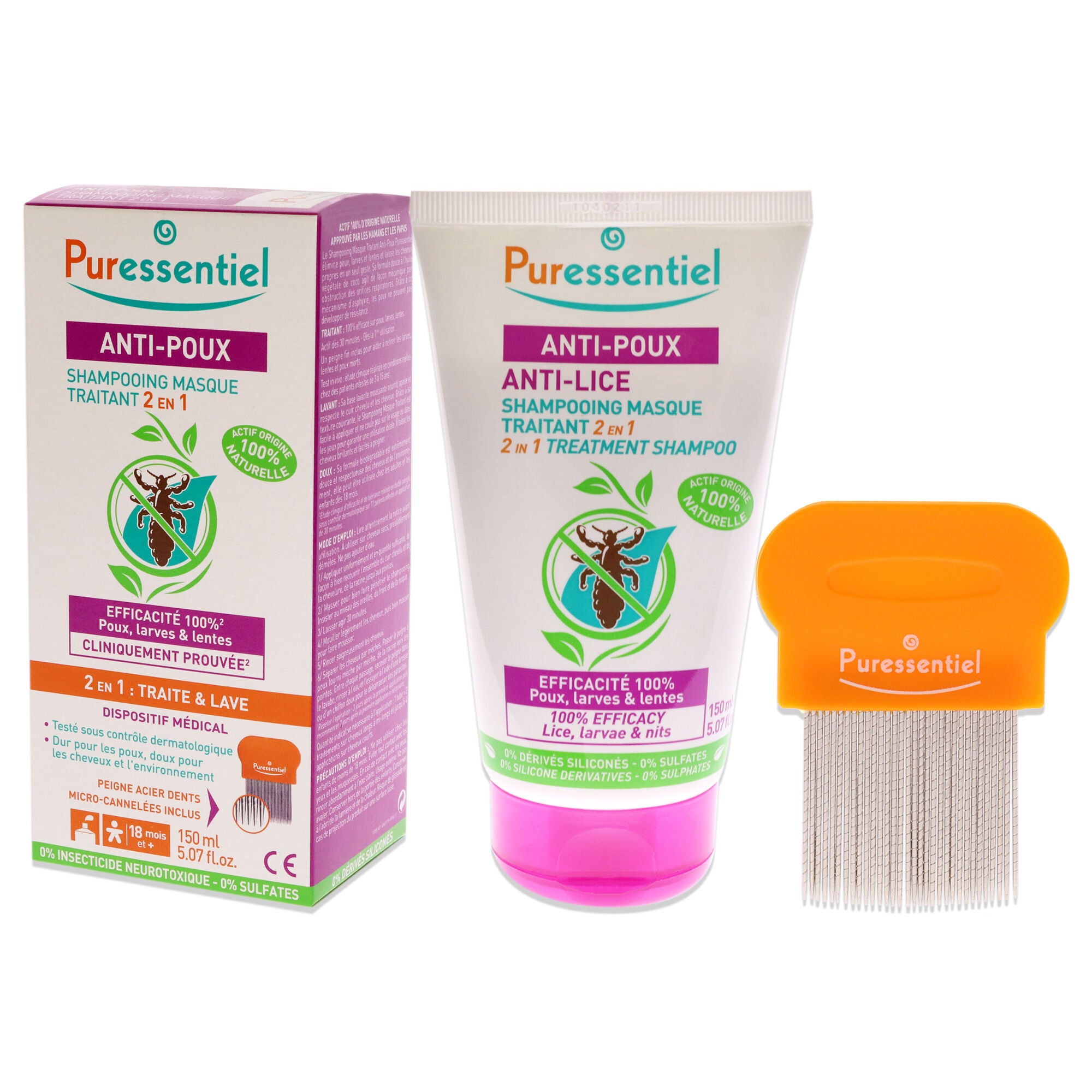 Anti-Lice 2-In-1 Treatment Shampoo Plus Comb by Puressentiel for Unisex - 5.07 oz Shampoo, , alternate image number 7