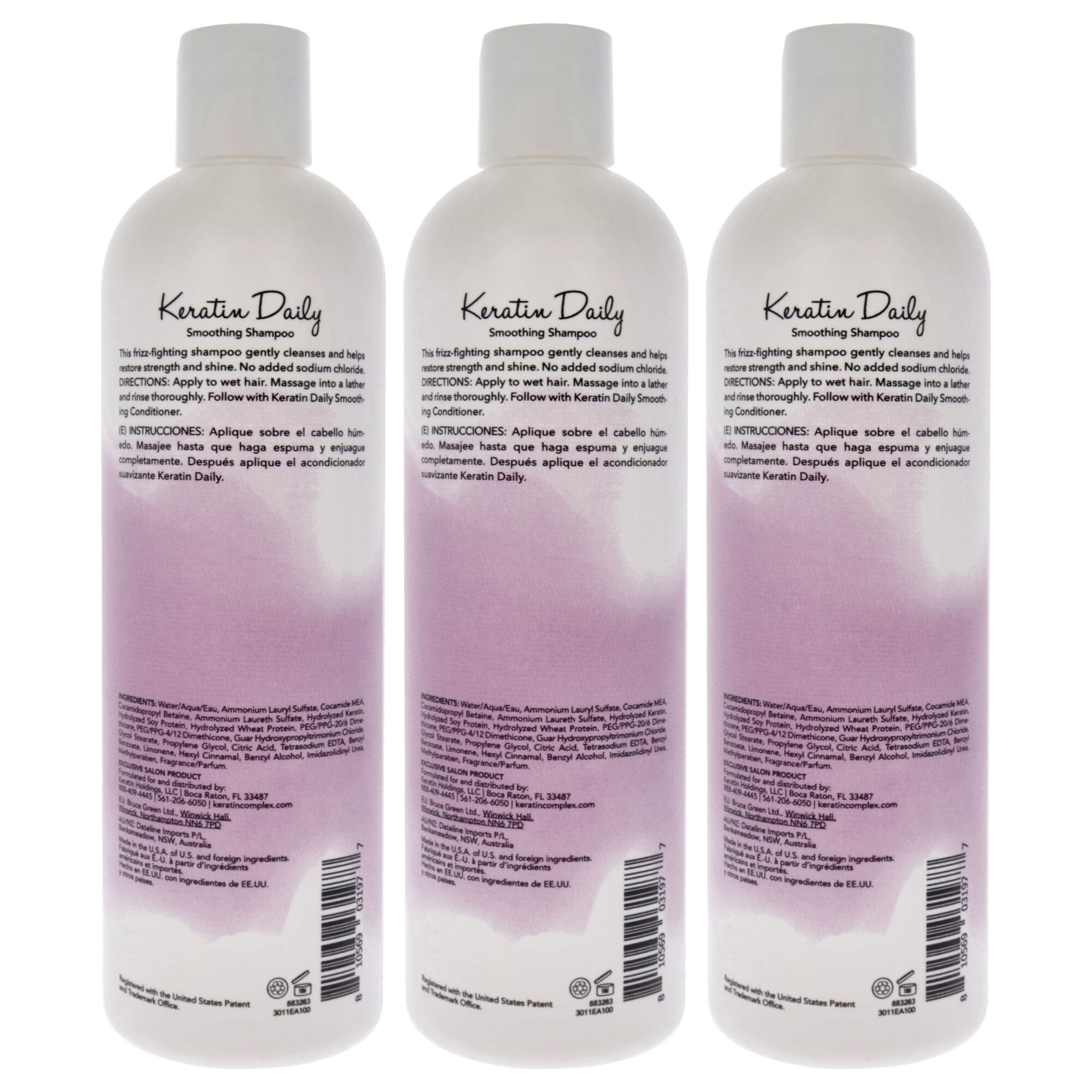 Keratin Daily Shampoo by Keratin Perfect for Unisex - 12 oz Shampoo - Pack of 3, See Description, alternate image number 1