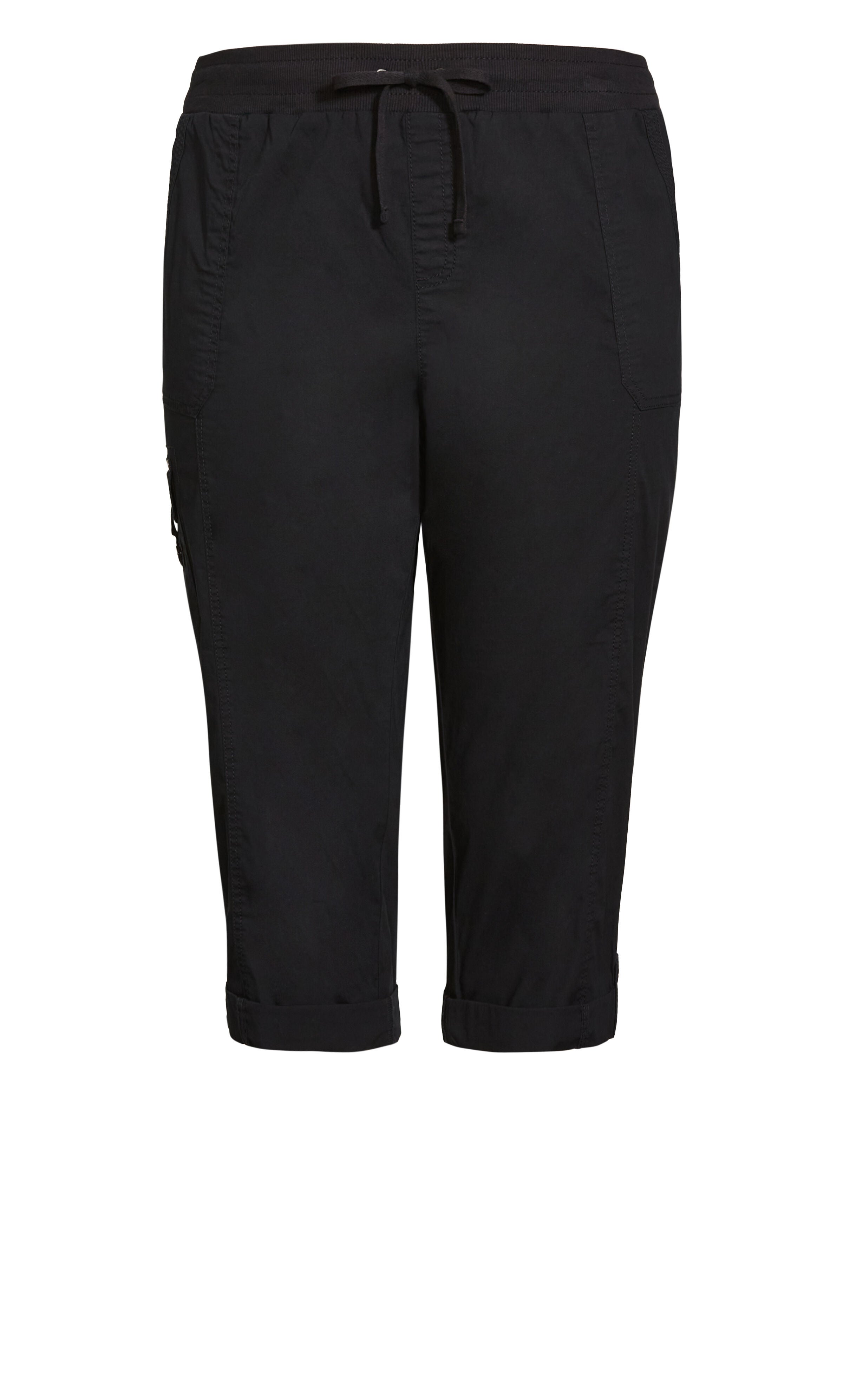 Cotton Roll Up Capri - black, , alternate image number 2