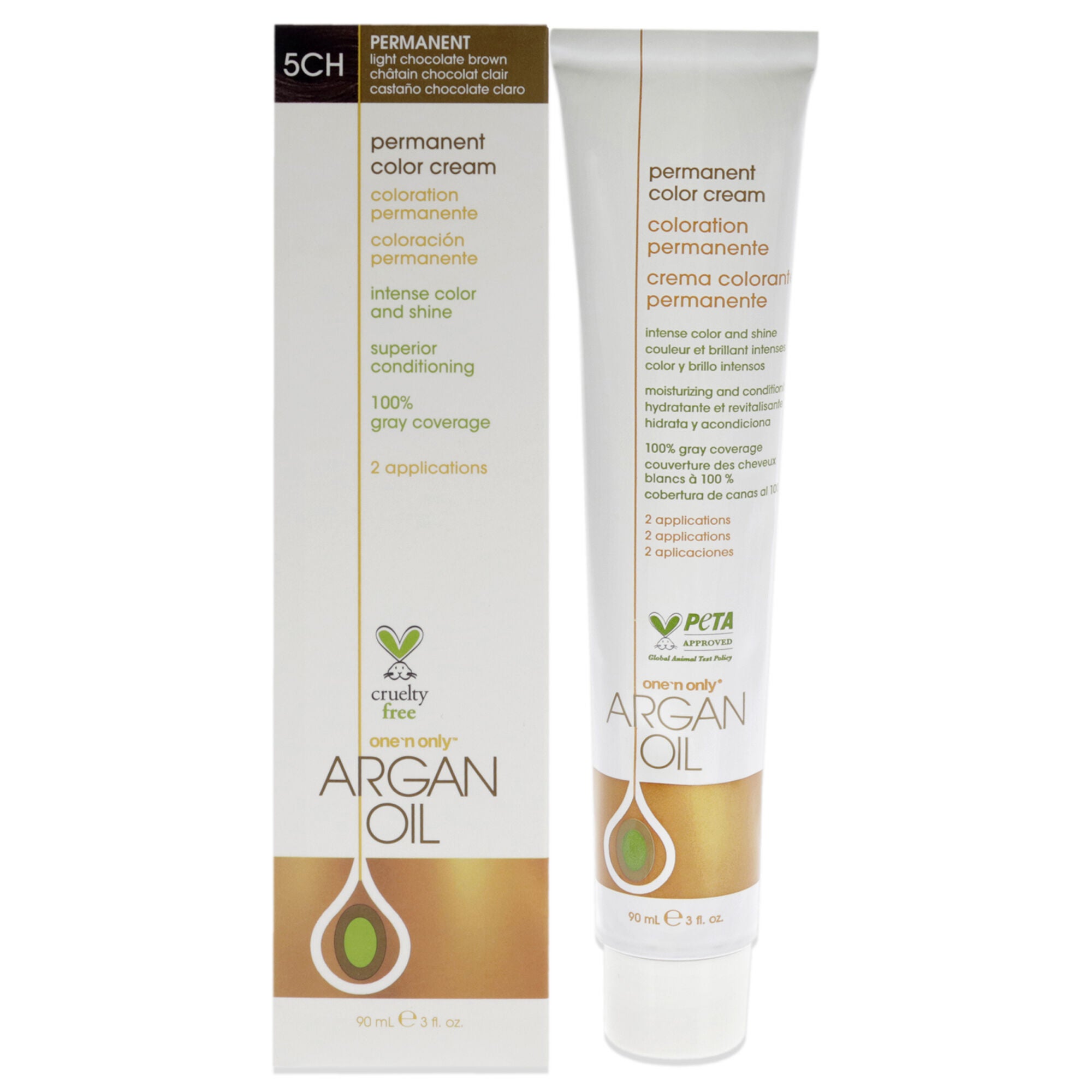 Argan Oil Permanent Color Cream - 5CH Light Chocolate Brown by One n Only for Unisex - 3 oz Hair Color, See Description, hi-res image number 0