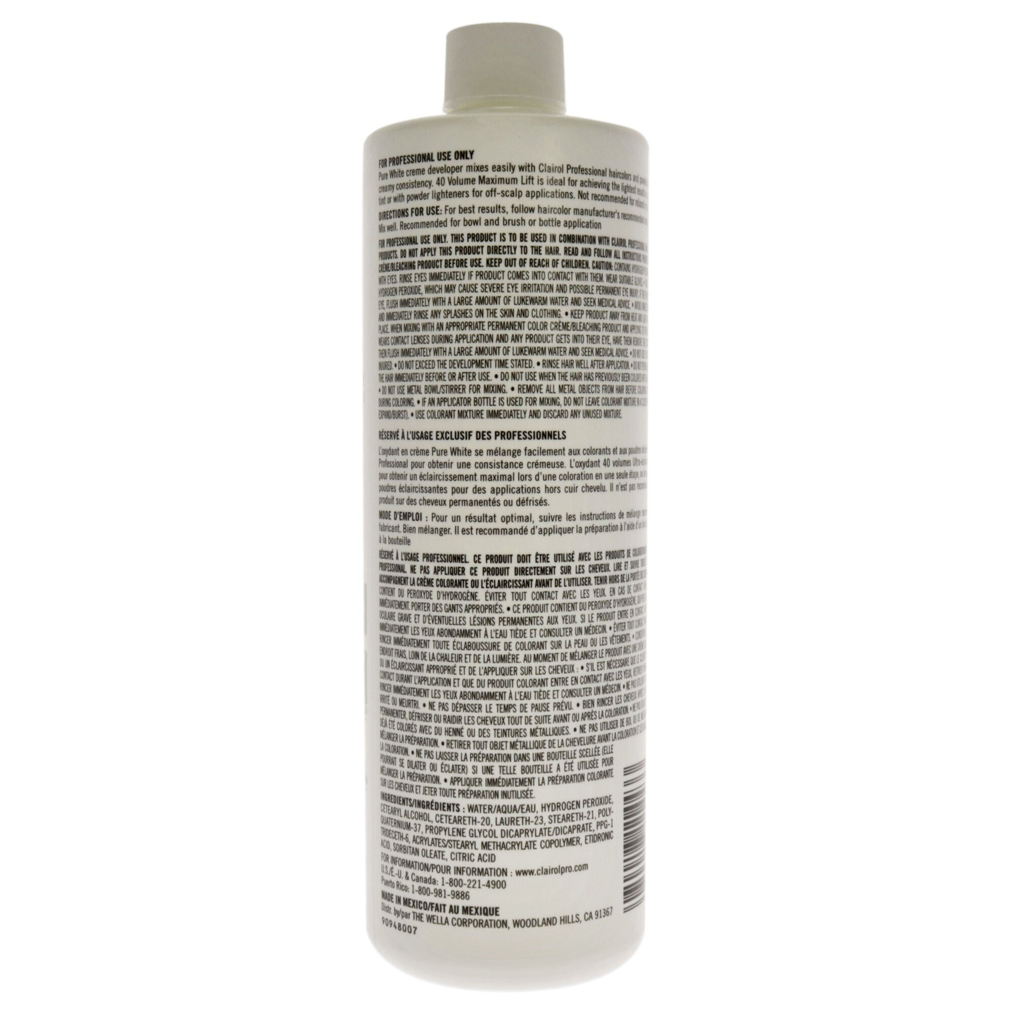 Pure White 40 Volume Creme Developer by Clairol for Unisex - 16 oz Lightener, See Description, alternate image number 2