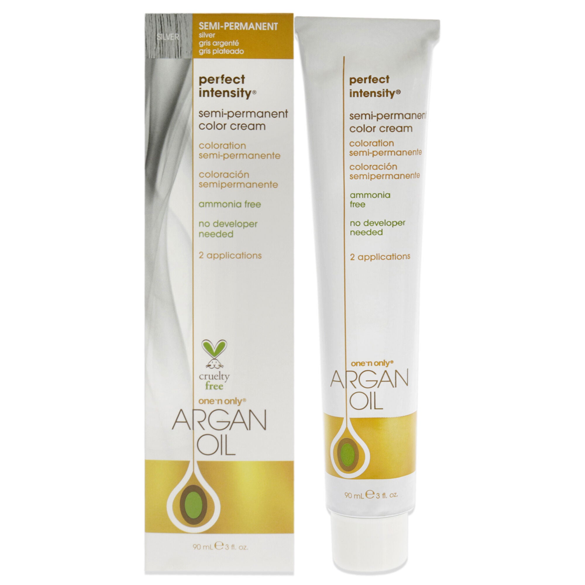 Argan Oil Perfect Intensity Semi-Permanent Color Cream - Silver by One n Only for Unisex - 3 oz Hair Color, See Description, hi-res image number 0