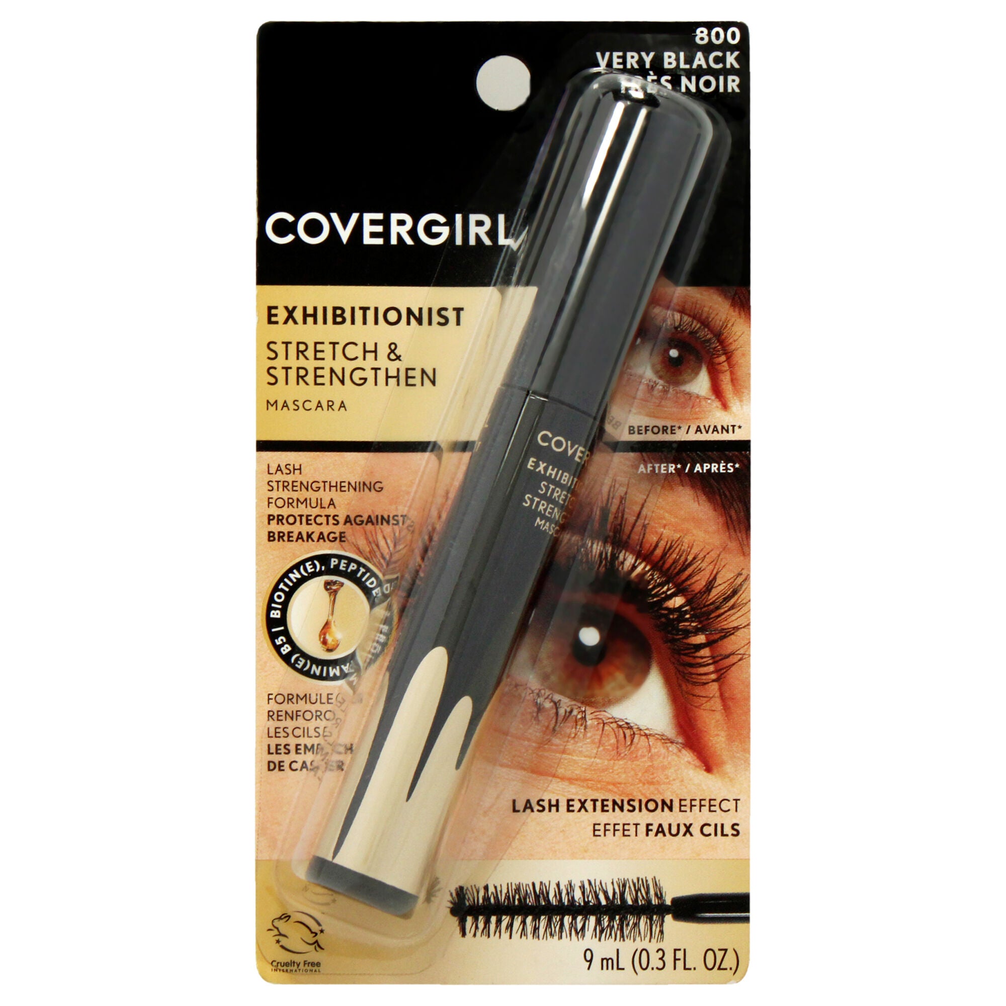 Exhibitionist Stretch and Strengthen Mascara - 800 Very Black by CoverGirl for Women - 0.3 oz Mascara, See Description, hi-res image number 0