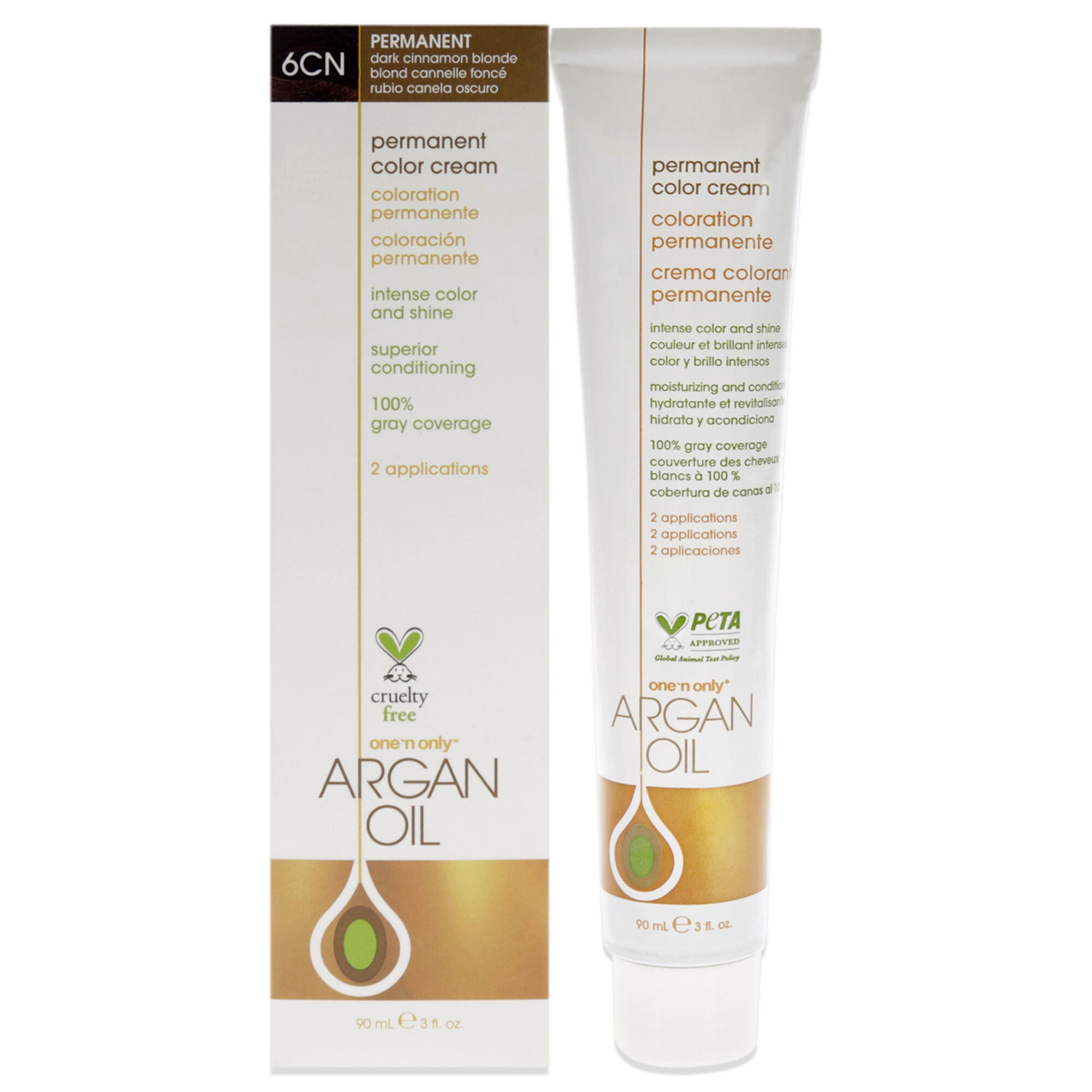 Argan Oil Permanent Color Cream - 6CN Dark Cinnamon Blonde by One n Only for Unisex - 3 oz Hair Color, See Description, hi-res image number 0