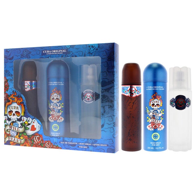 Cuba Wild Heart by Cuba for Men - 3 Pc Gift Set 3.4oz EDT Spray, 3.3oz After Shave, 6.7oz Body Spray, NA, alternate image number null