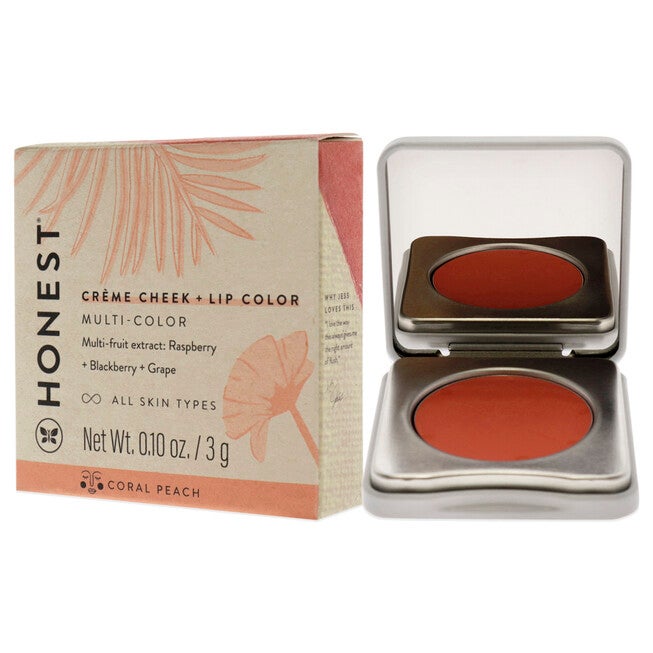 Creme Cheek Blush Plus Lip Color - Coral Peach by Honest for Women - 0.10 oz Makeup, NA, alternate image number null