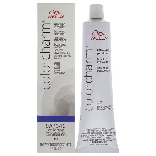Color Charm Permanent Hair Color Gel - 9A 940 Pale Ash Blonde by Wella for Unisex - 2 oz Hair Color, NA, hi-res image number null