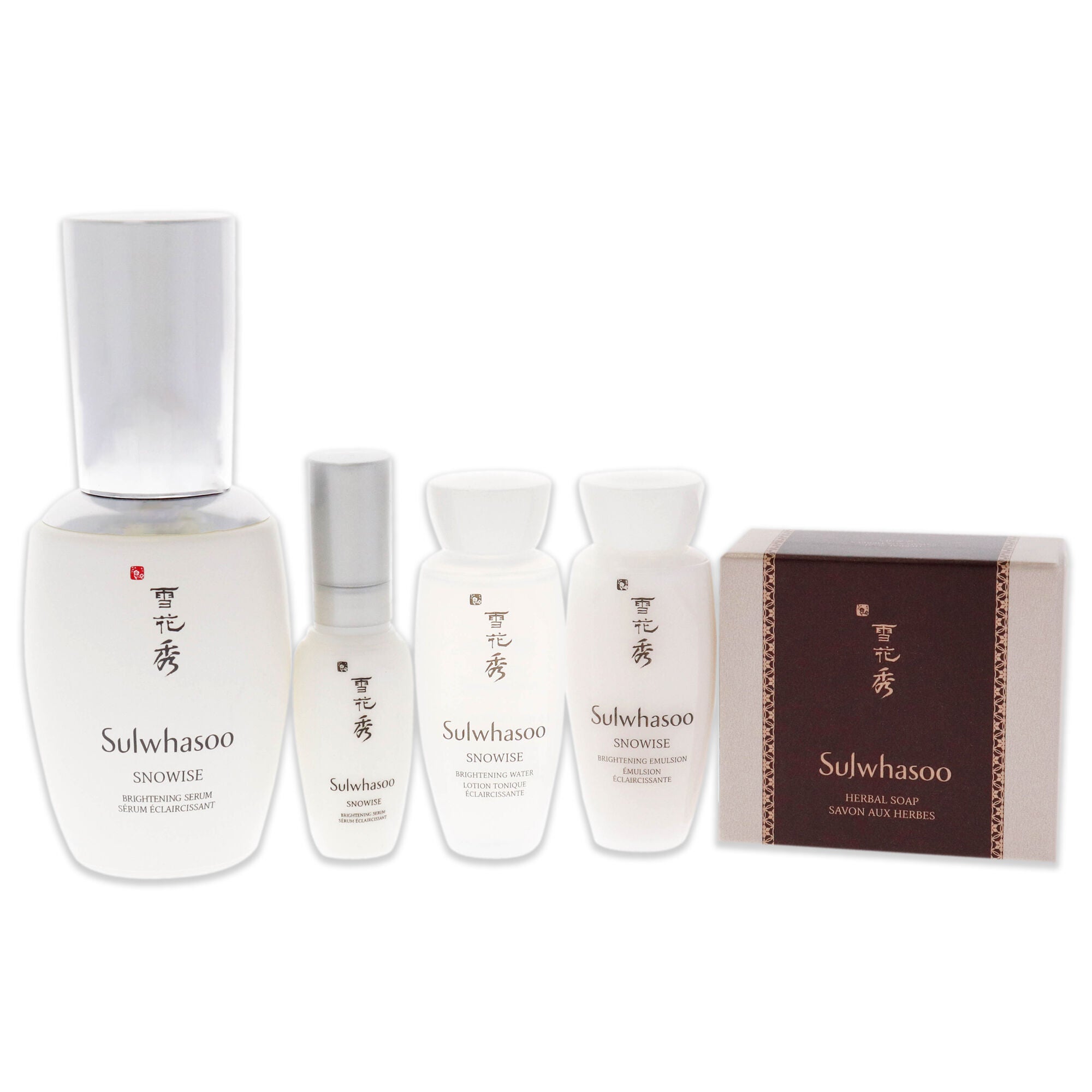 Snowise Brightening Serum Set by Sulwhasoo for Women - 5 Pc 1.7oz Serum, 8ml Serum, 15ml Water, 15ml Emulsion, 1.7oz Herbal Soap Red Ginger, See Description, alternate image number 3
