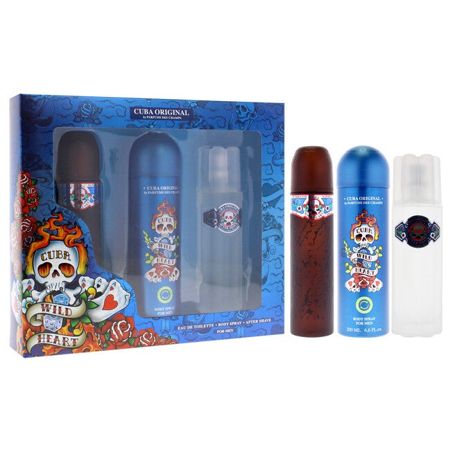 Cuba Wild Heart by Cuba for Men - 3 Pc Gift Set 3.4oz EDT Spray, 3.3oz After Shave, 6.7oz Body Spray, NA, alternate image number null