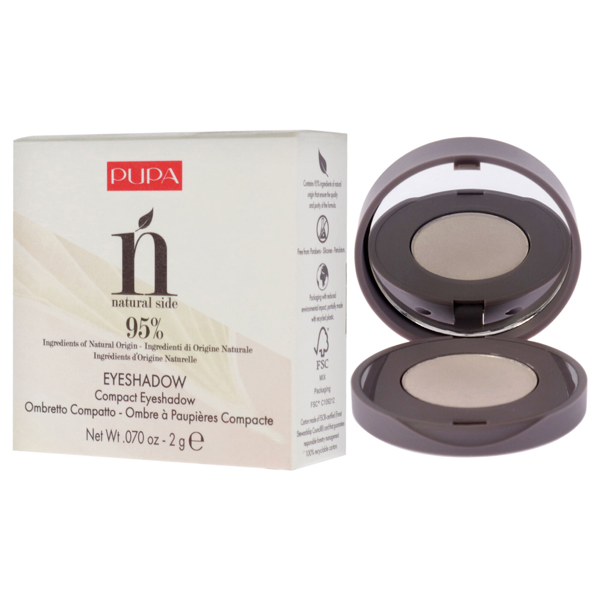 Natural Side Compact Eyeshadow - 003 Silky White by Pupa Milano for Women - 0.07 oz Eye Shadow, , alternate image number 7