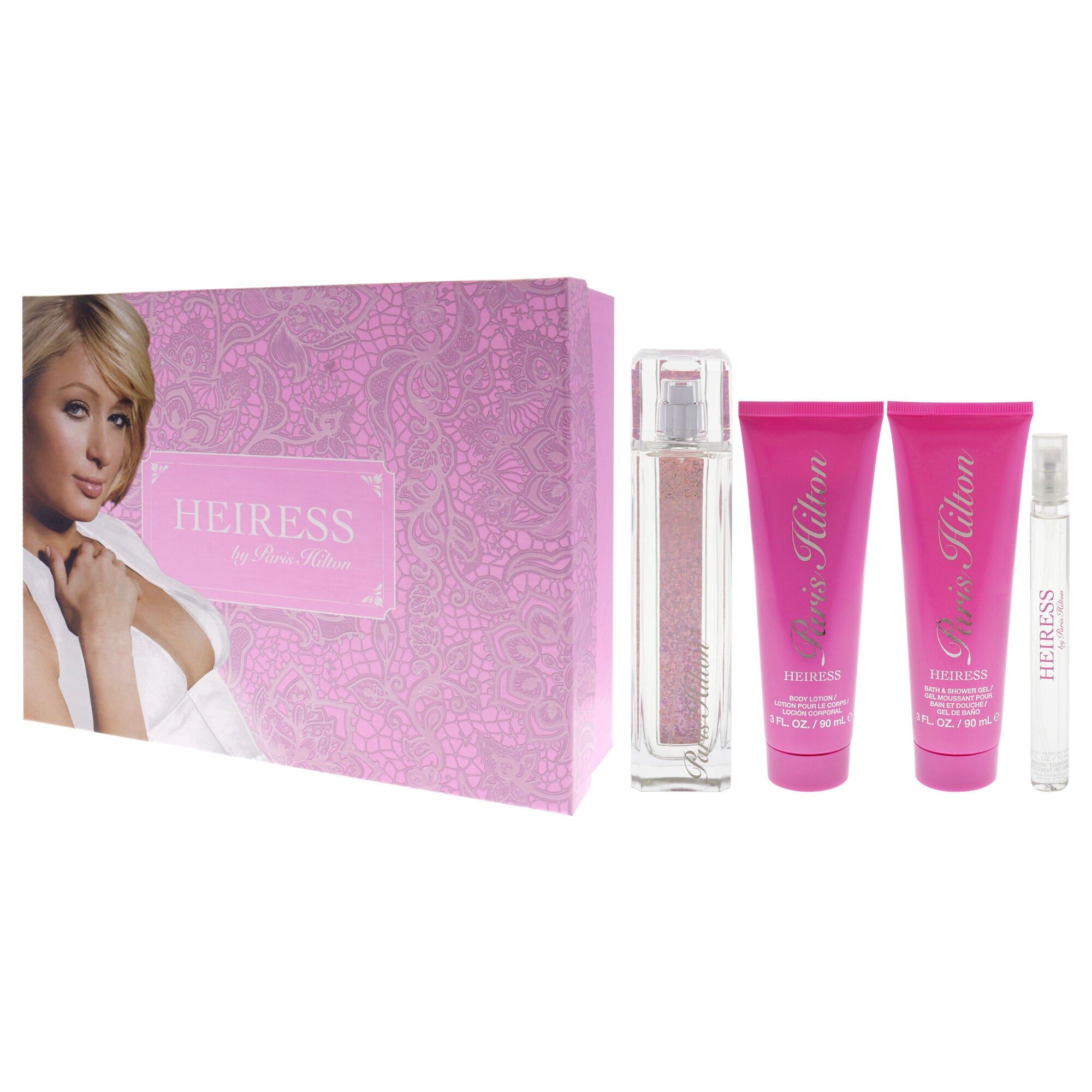 Heiress by Paris Hilton for Women - 4 Pc Gift Set 3.4oz EDP Spray, 0.34oz EDP Spray, 3oz Body Lotion, 3oz Bath & Shower Gel, See Description, alternate image number 3