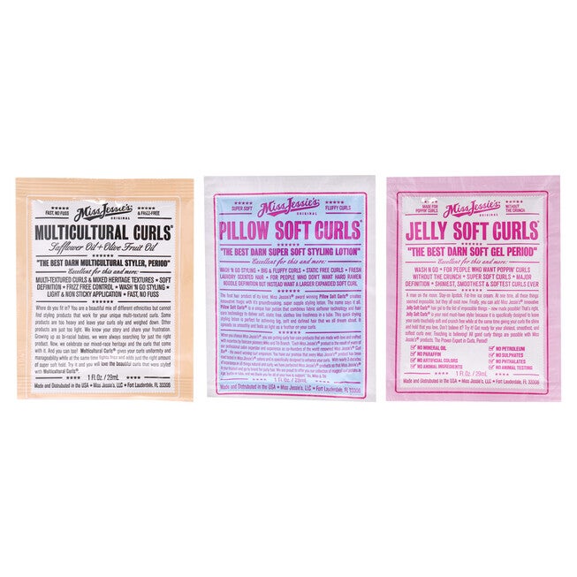 Pillow Soft Curls With Jelly Soft Curl and Multi Cultural Curls Kit by Miss Jessies for Unisex - 3 Pc Kit 1oz Lotion, 1oz Gel, 1oz Cream, NA, hi-res image number null