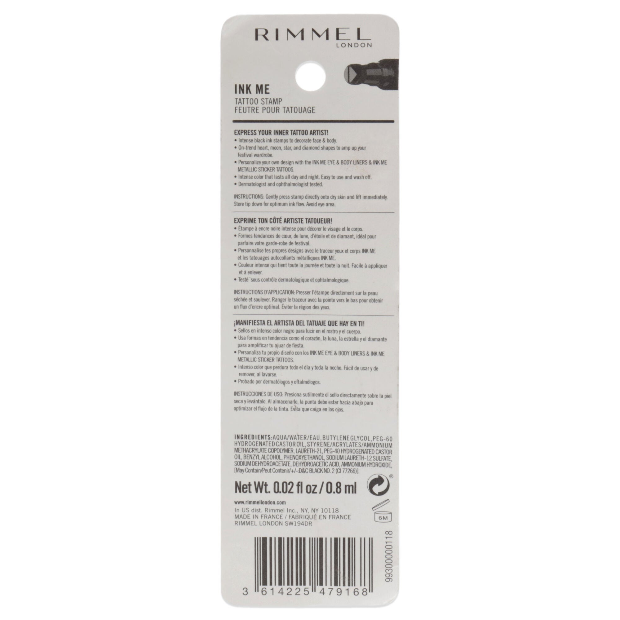 Ink Me Tatto Stamp Eyes and Body - 003 Black Diamond Shape by Rimmel London for Women - 0.02 oz Eyeliner, See Description, alternate image number 2