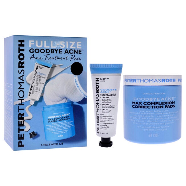 Goodbye Acne Treatment Pair by Peter Thomas Roth for Women - 2 Pc 1.7oz Complete Acne Treatment Gel, 60 Max Complexion Correction Pads, NA, alternate image number null