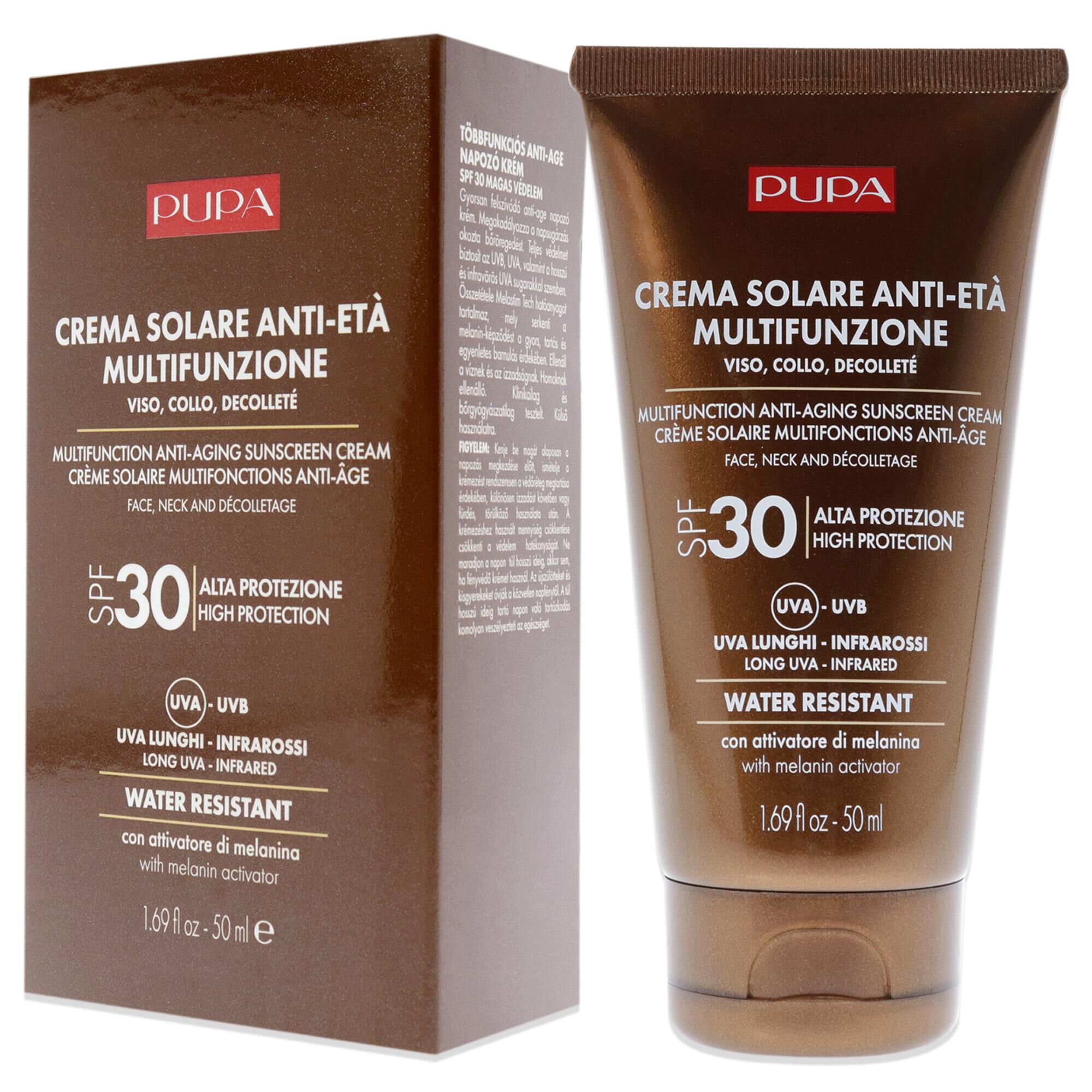 Multifunction Anti-Aging Water Resistant Sunscreen for Face SPF 30 by Pupa Milano for Unisex - 1.69 oz Cream, See Description, alternate image number 2