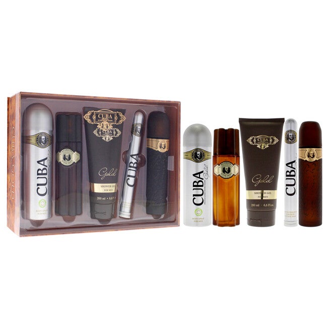 Cuba Gold Must Have by Cuba for Men - 5 Pc Gift Set 3.3oz EDT Spray, 1.17oz EDT Spray, 3.3oz After Shave, 6.7oz Body Spray, 6.7oz Shower Gel, NA, alternate image number null
