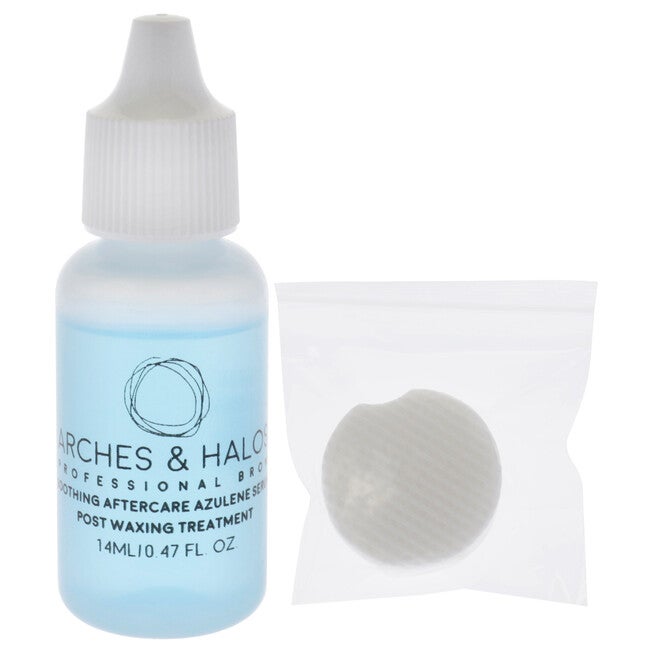 Eyebrow and Lip Waxing Kit by Arches and Halos for Women - 50 Pc 24 Wax Strips, 25 Cotton Pads, 0.47oz Azulene Oil, NA, alternate image number null