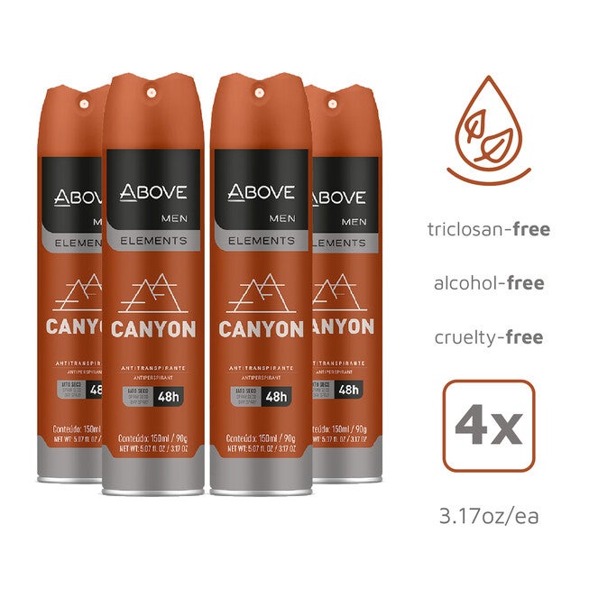 48 Hours Element Antiperspirant Deodorant - Canyon by Above for Men - 3.17 oz Deodorant Spray - Pack of 4, , alternate image number 6